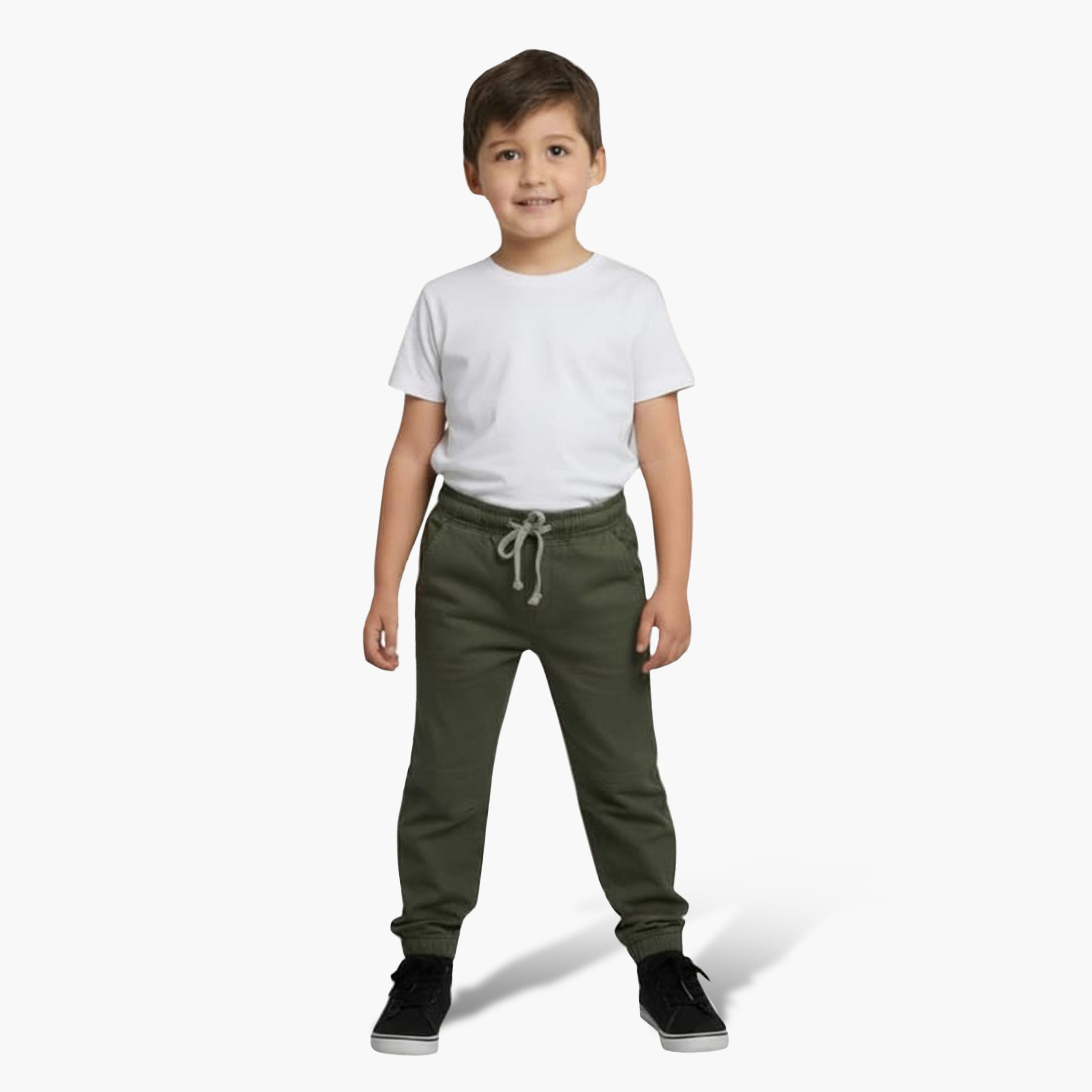 بنطال رياضي (جوغر) سادة بقصة عادية وخصر مطاطي برباط من فيكتور أند جين-boys-clothing-bottoms-joggersandtrackpants-image-1