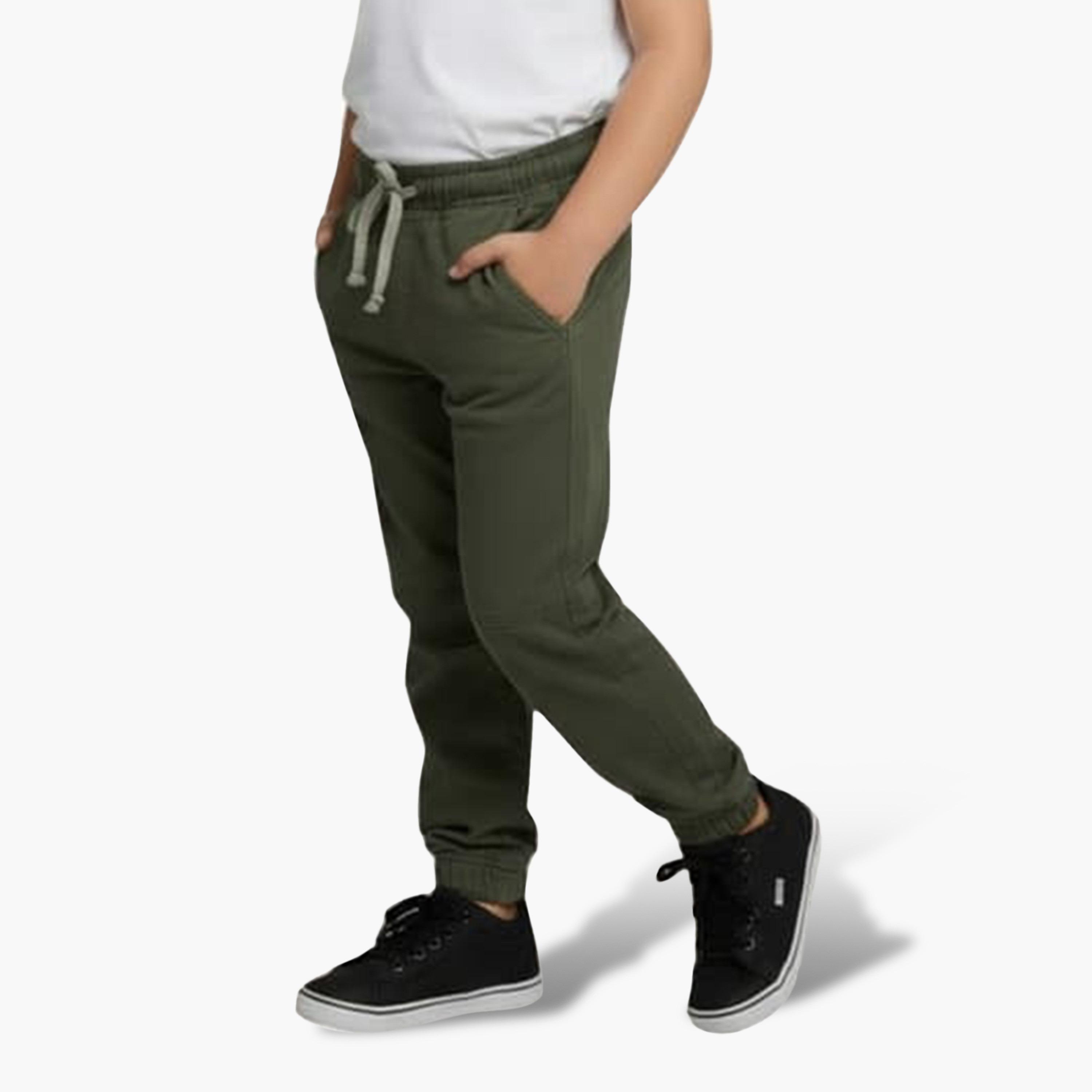 بنطال رياضي (جوغر) سادة بقصة عادية وخصر مطاطي برباط من فيكتور أند جين-boys-clothing-bottoms-joggersandtrackpants-image-2