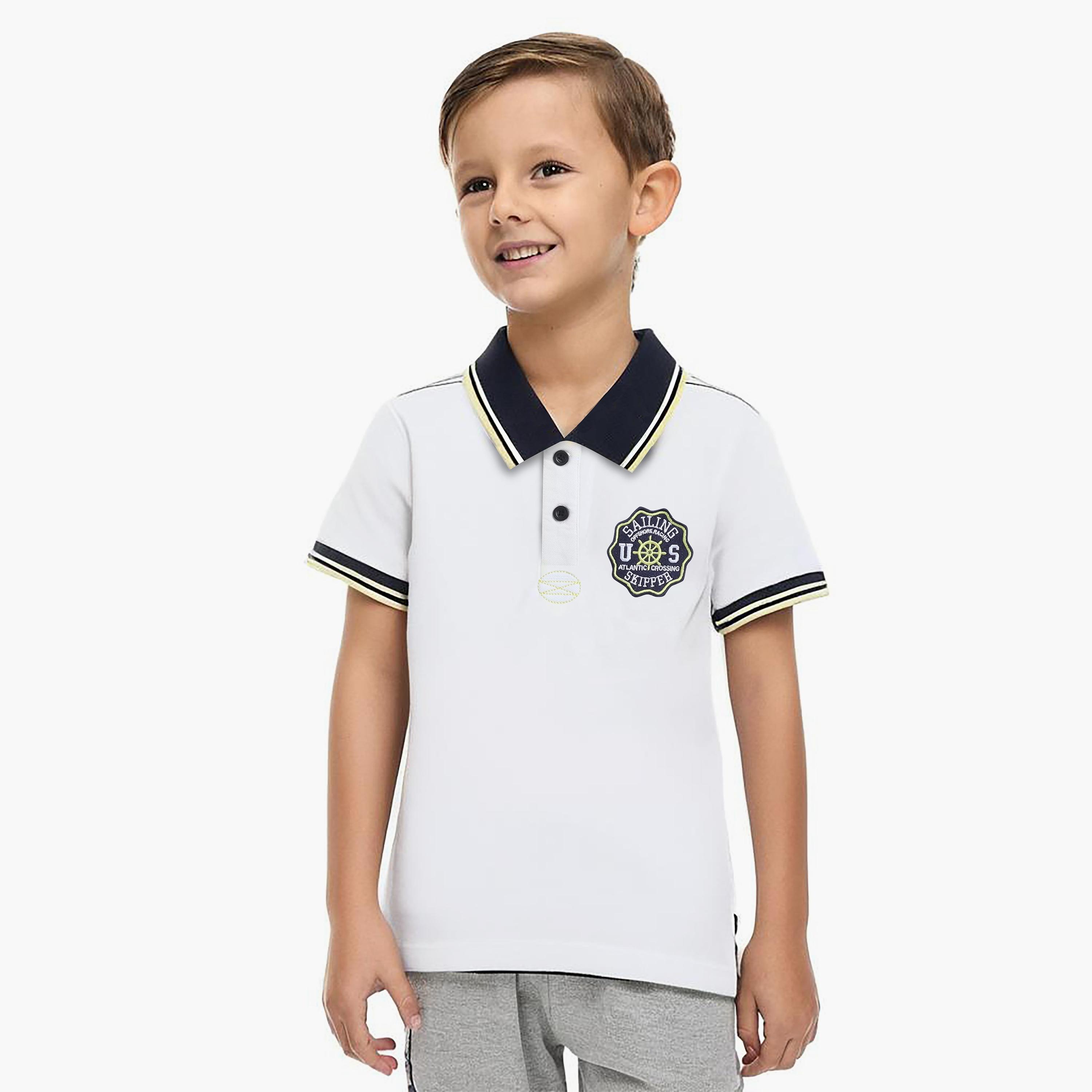 تي شيرت بولو سادة بأكمام قصيرة من فيكتور اند جين-boys-clothing-tshirtsandpolos-image-1