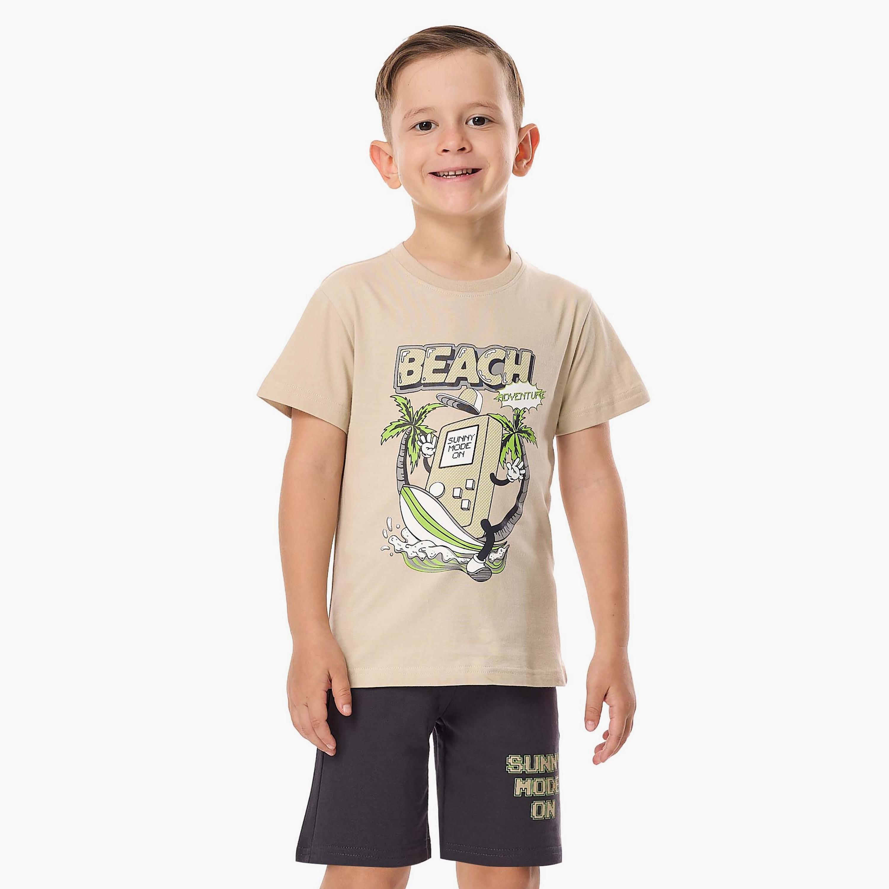 Victor and Jane 2-Piece Printed Short Sleeves T-Shirt with Shorts-baby-boys-clothing-setsandcoords-image-2