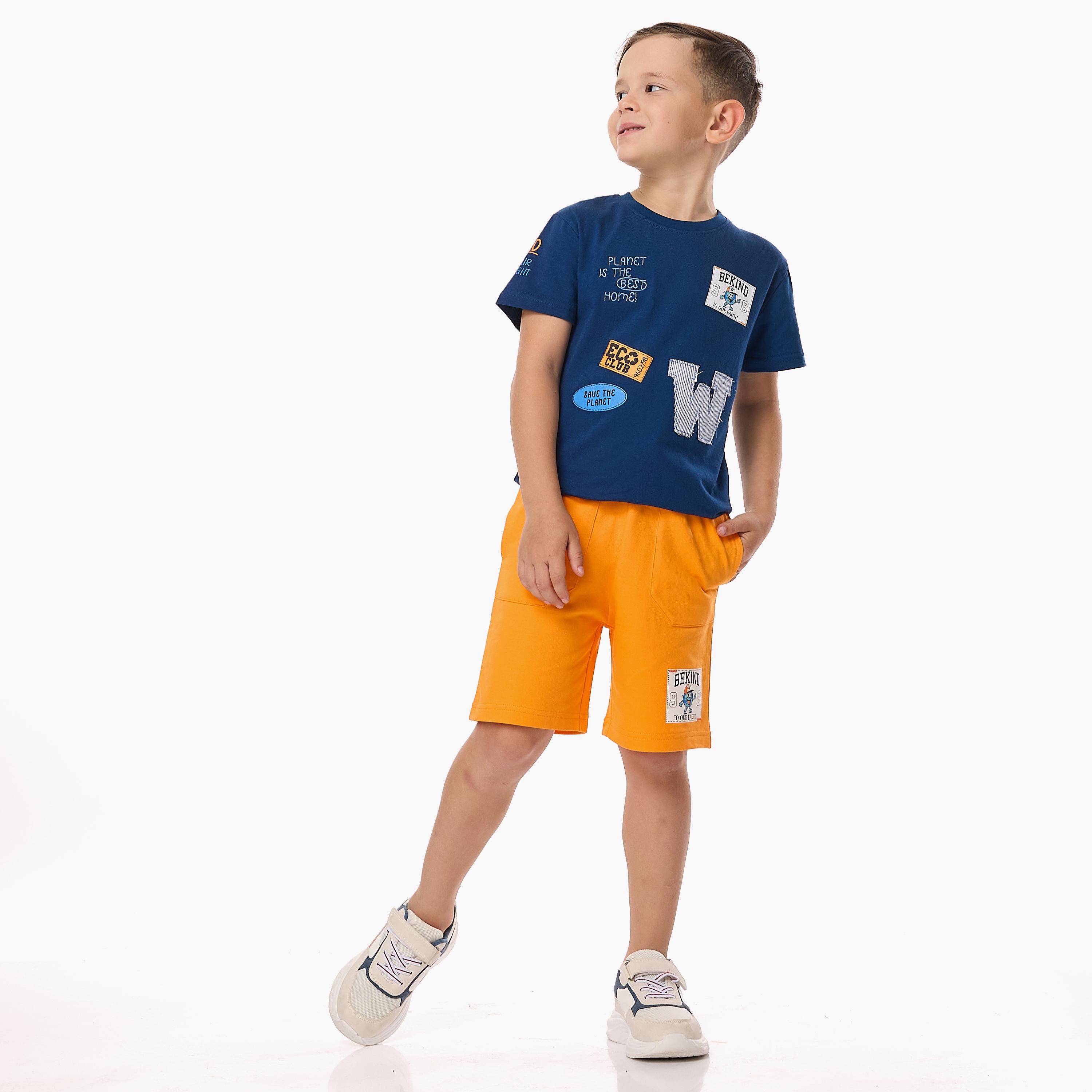 Victor and Jane 2-Piece Printed Short Sleeves T-Shirt with Shorts-boys-clothing-setsandcoords-image-2
