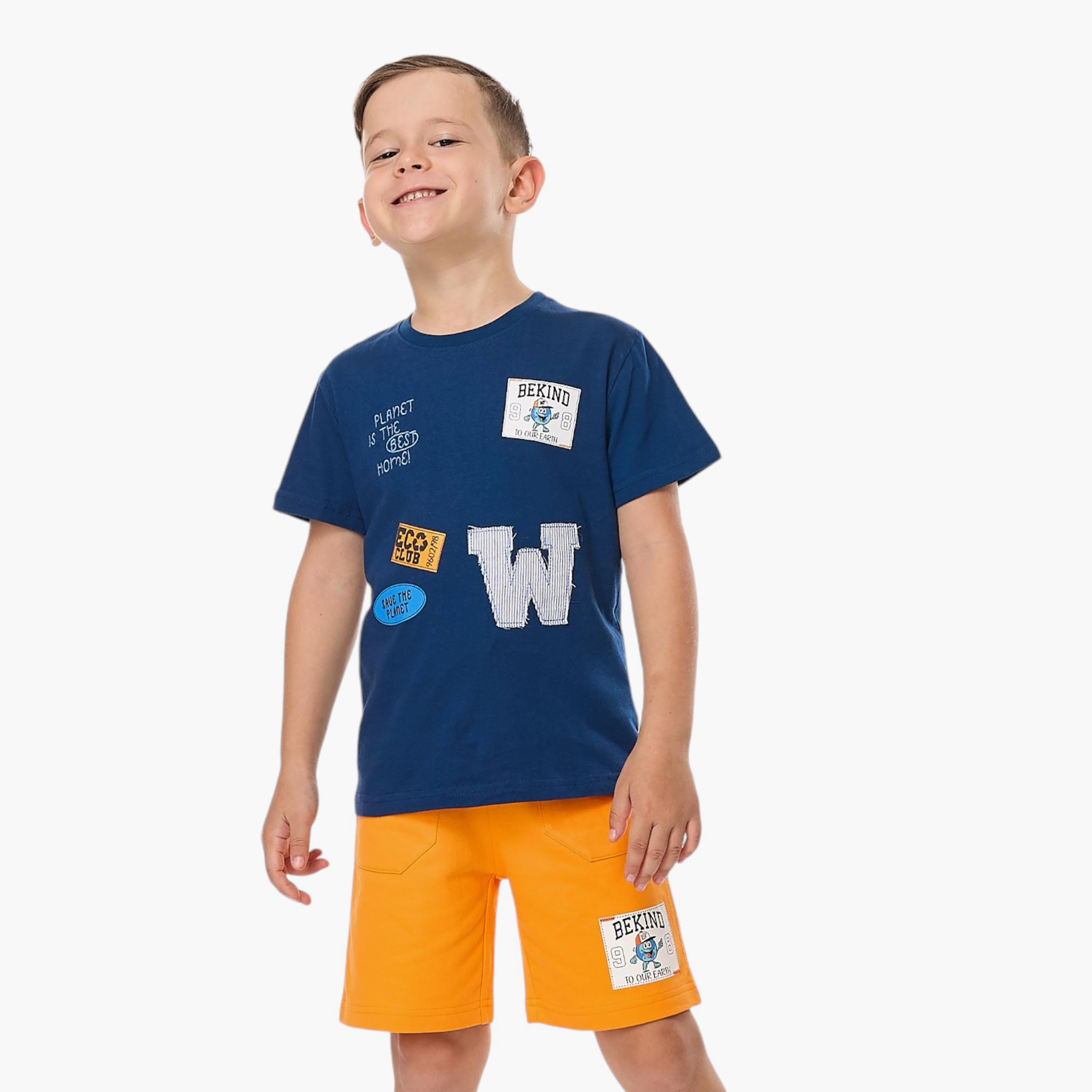 Victor and Jane 2-Piece Printed Short Sleeves T-Shirt with Shorts-boys-clothing-setsandcoords-image-3