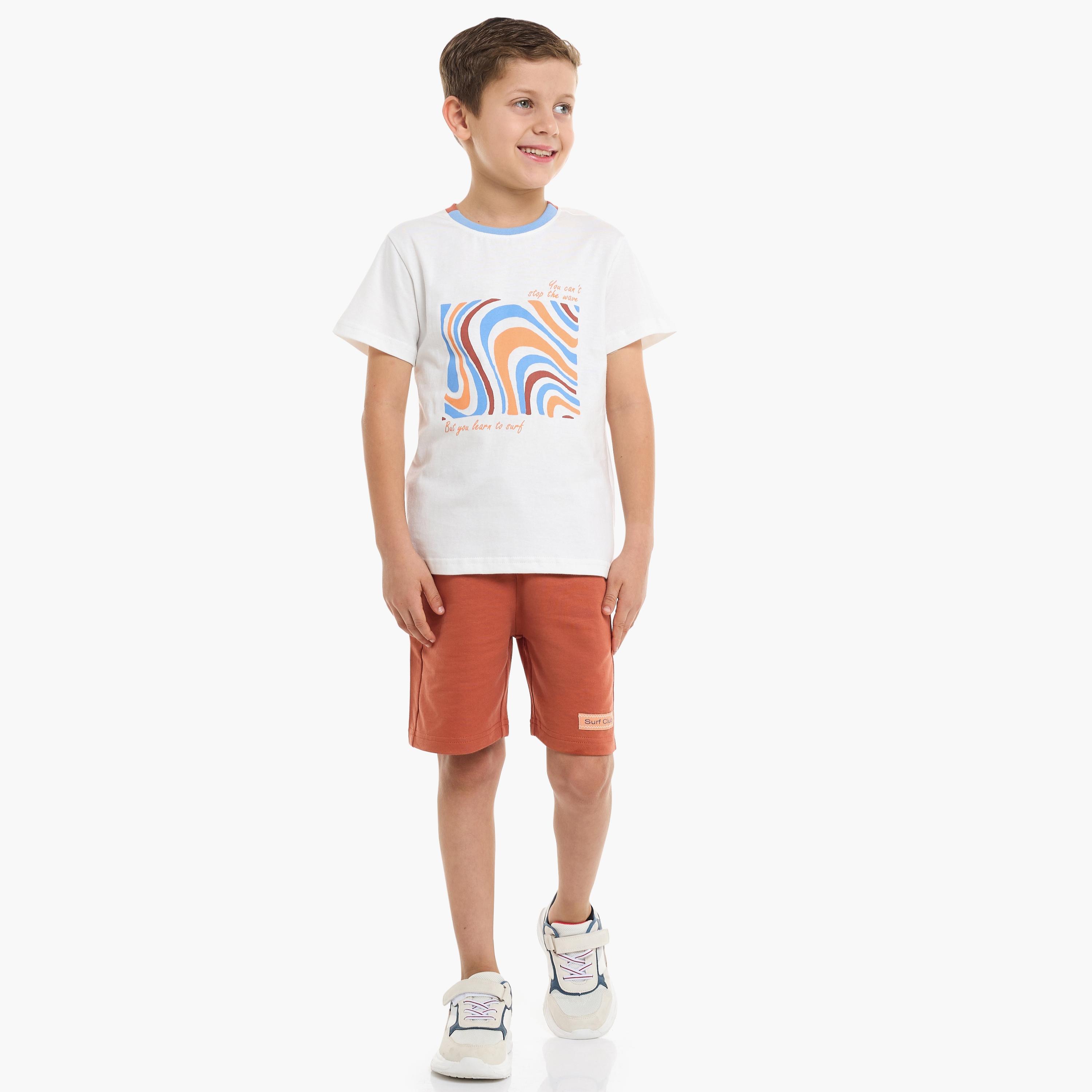 Victor and Jane 2-Piece Printed Short Sleeves T-Shirt with Shorts-baby-boys-clothing-setsandcoords-image-2