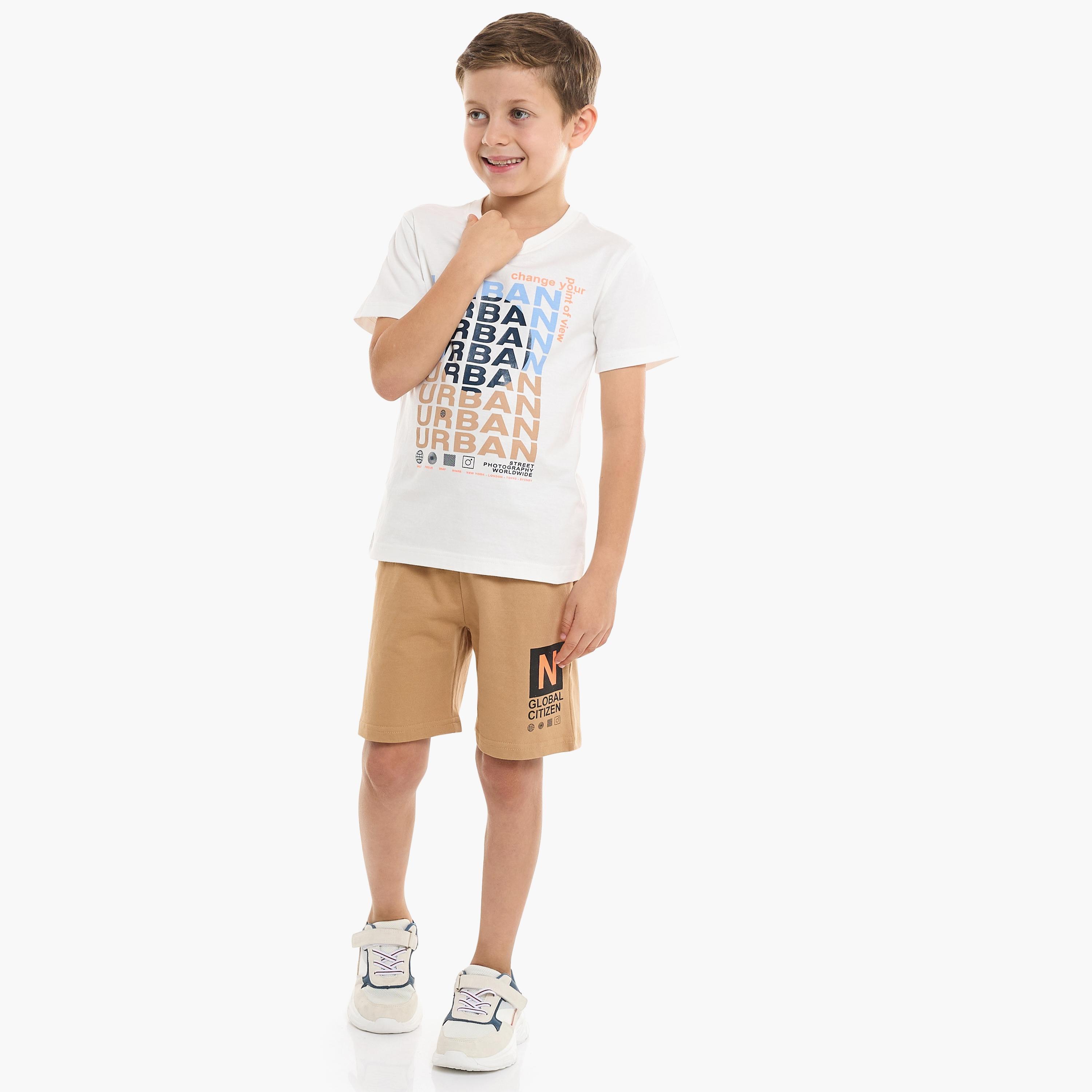 Victor and Jane 2-Piece Printed Short Sleeves T-Shirt with Shorts-boys-clothing-setsandcoords-image-2