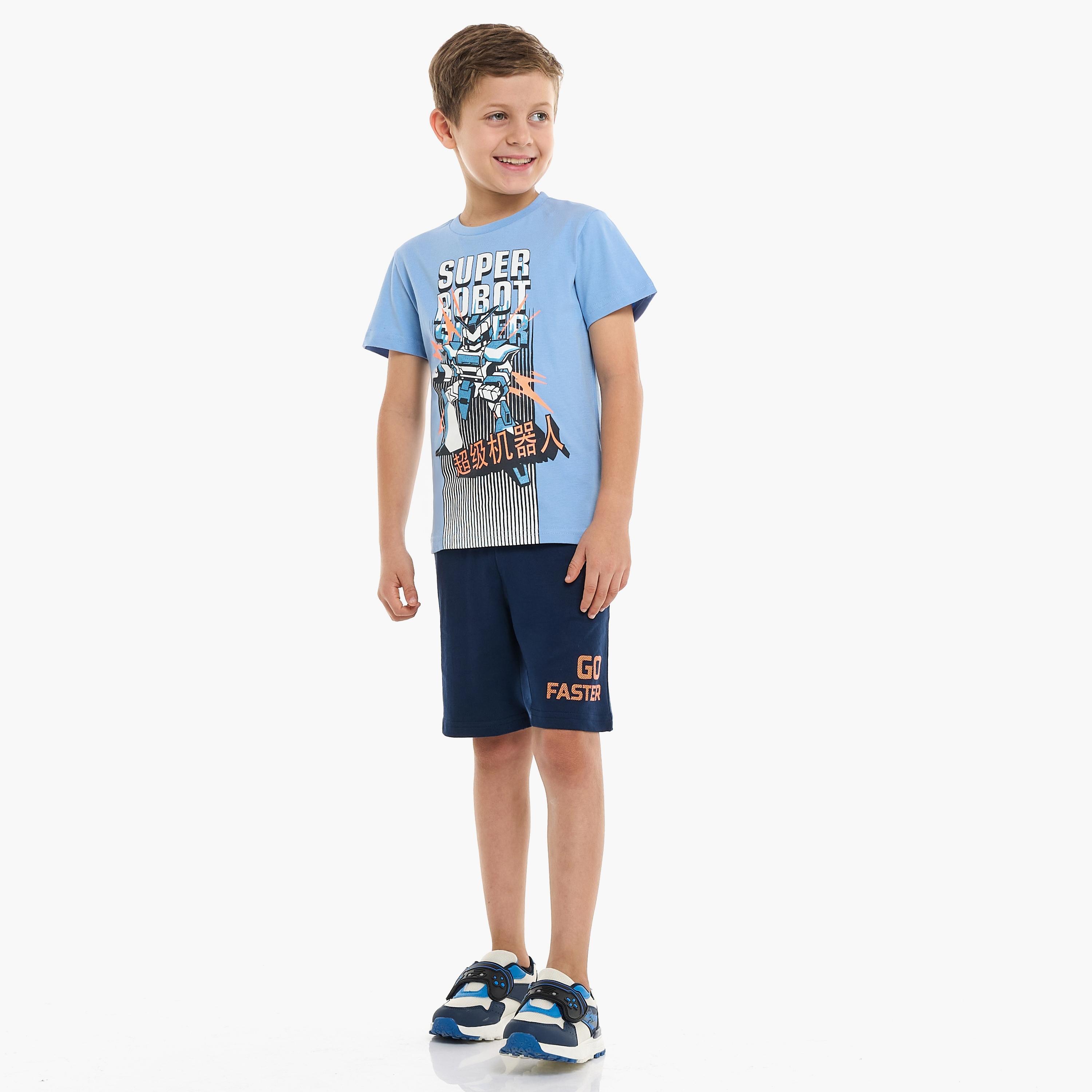 Victor and Jane 2-Piece Printed Short Sleeves T-Shirt with Shorts-boys-clothing-setsandcoords-image-1