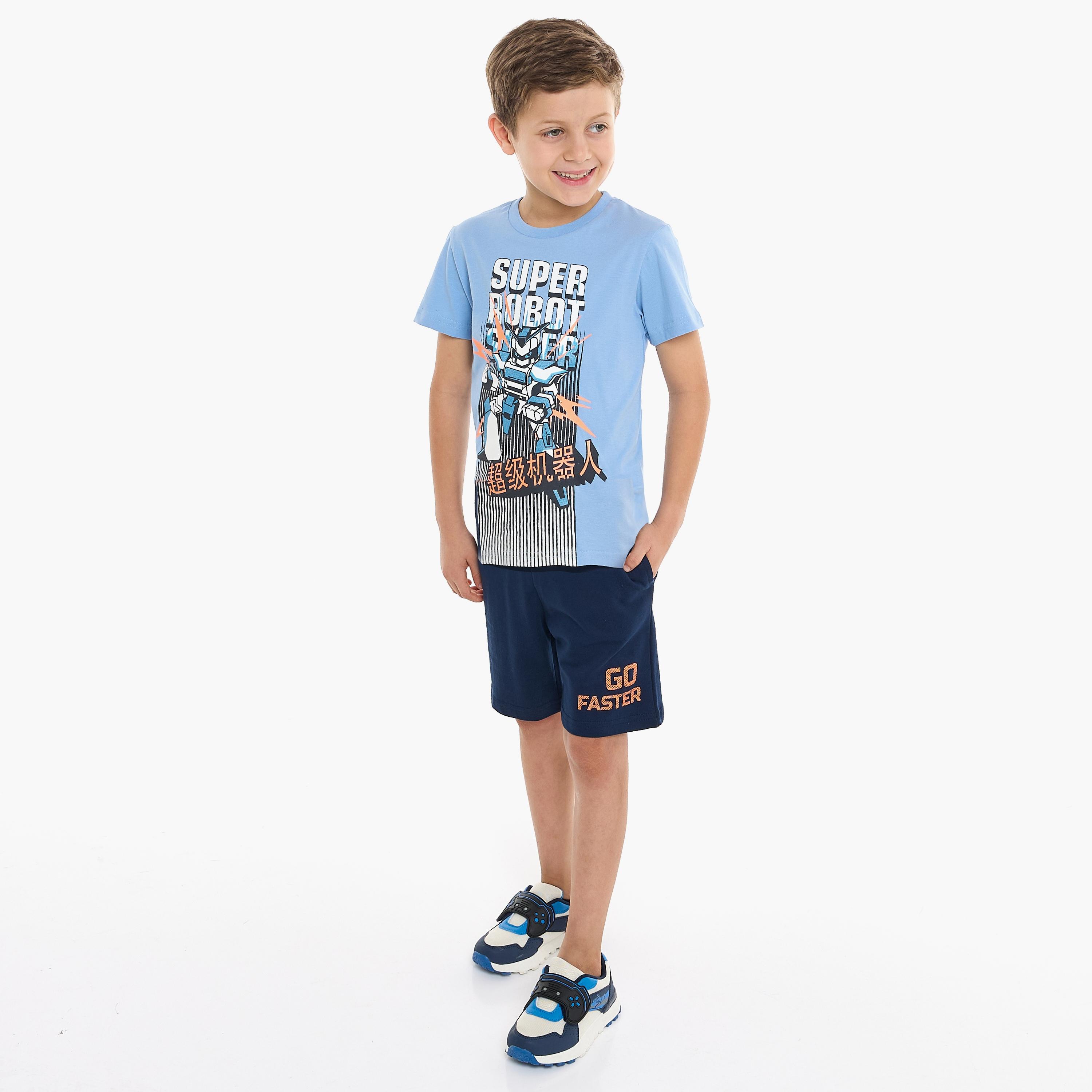 Victor and Jane 2-Piece Printed Short Sleeves T-Shirt with Shorts-boys-clothing-setsandcoords-image-3