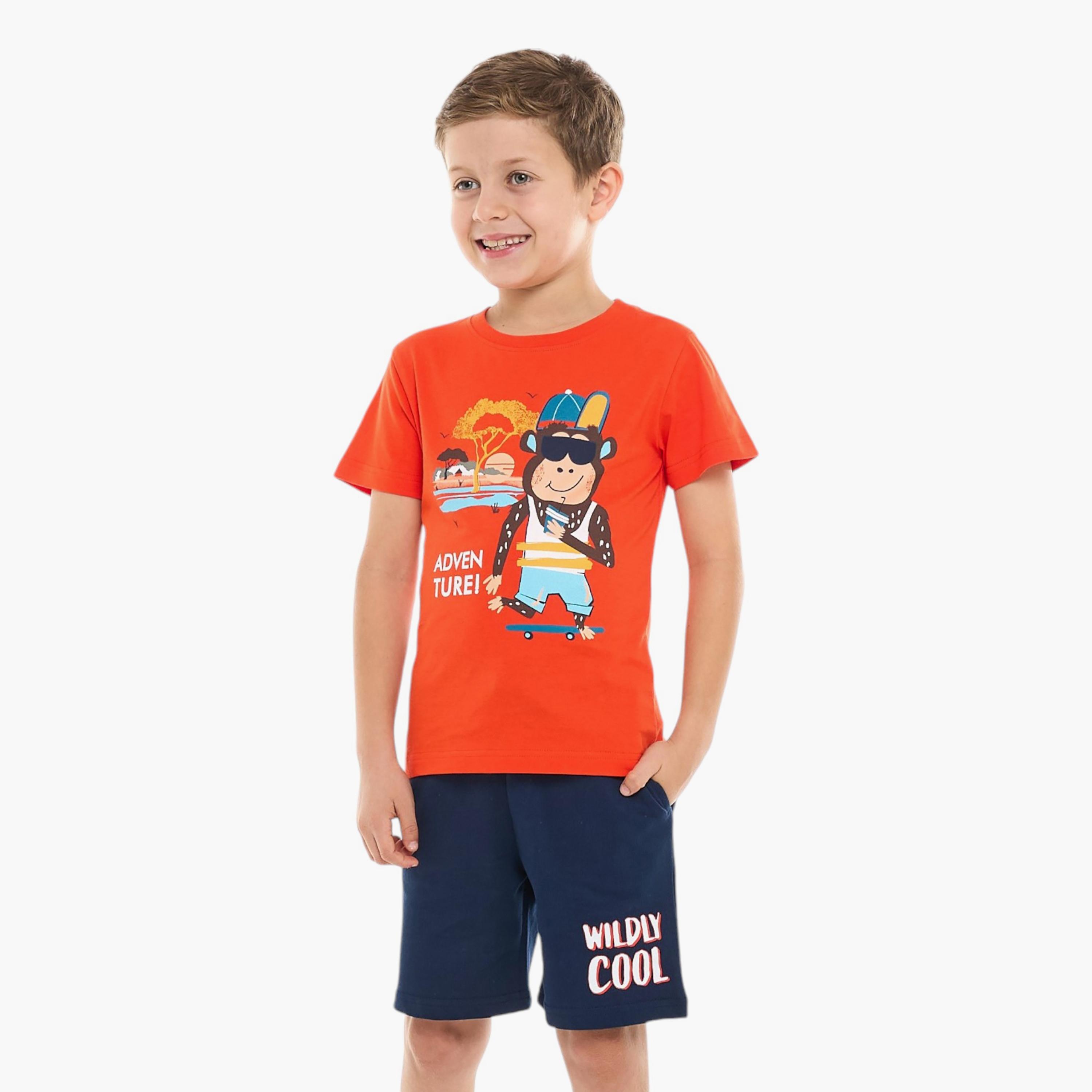 Victor and Jane 2-Piece Printed Short Sleeves T-Shirt with Shorts-boys-clothing-setsandcoords-image-2