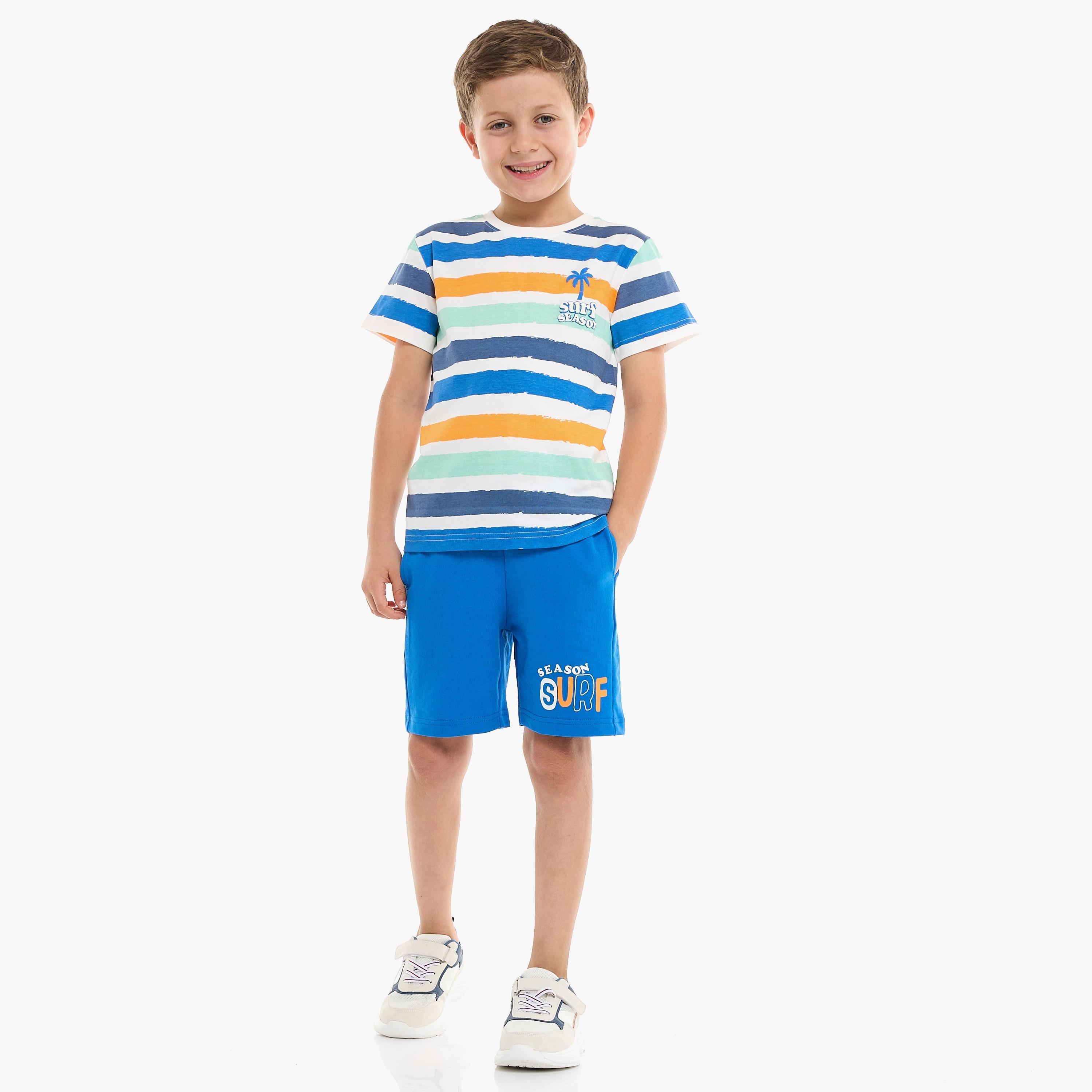 Victor and Jane 2-Piece Striped Short Sleeves T-Shirt with Shorts-boys-clothing-setsandcoords-image-1