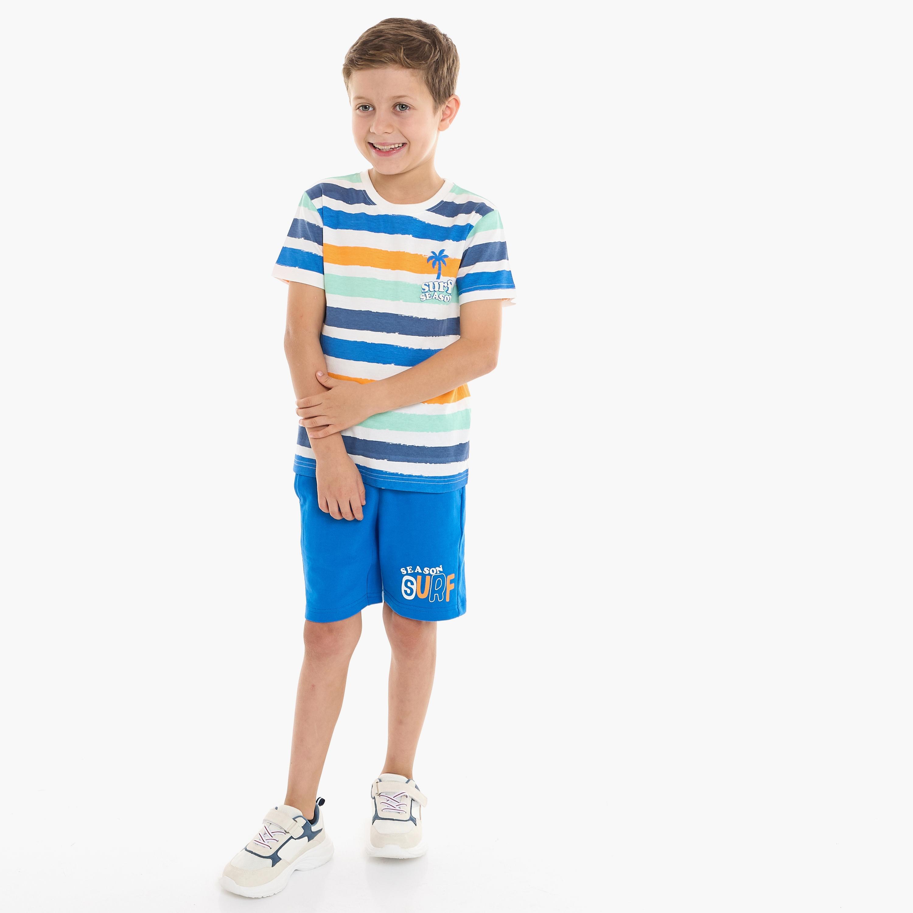 Victor and Jane 2-Piece Striped Short Sleeves T-Shirt with Shorts-boys-clothing-setsandcoords-image-2