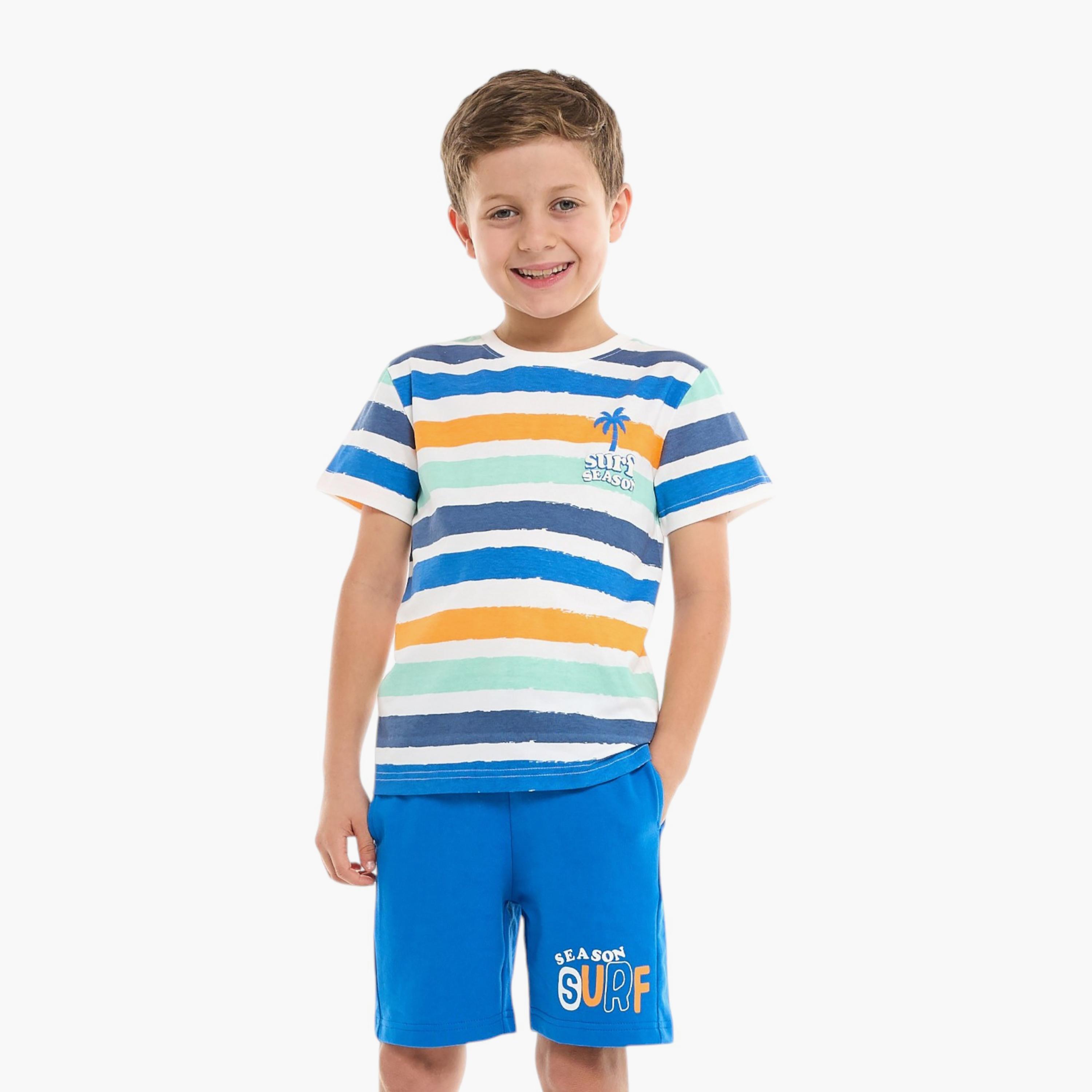 Victor and Jane 2-Piece Striped Short Sleeves T-Shirt with Shorts-boys-clothing-setsandcoords-image-3