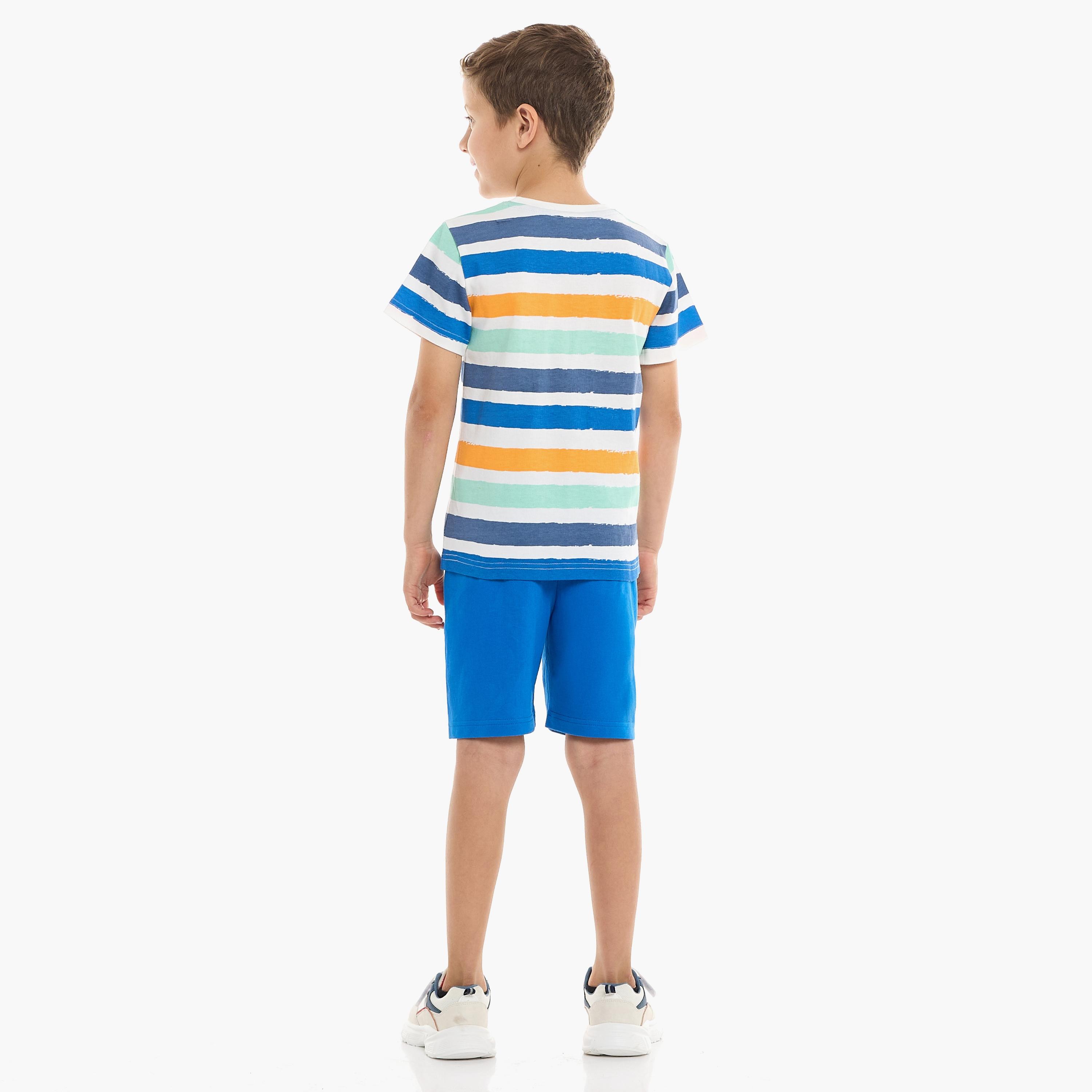 Victor and Jane 2-Piece Striped Short Sleeves T-Shirt with Shorts-boys-clothing-setsandcoords-image-4