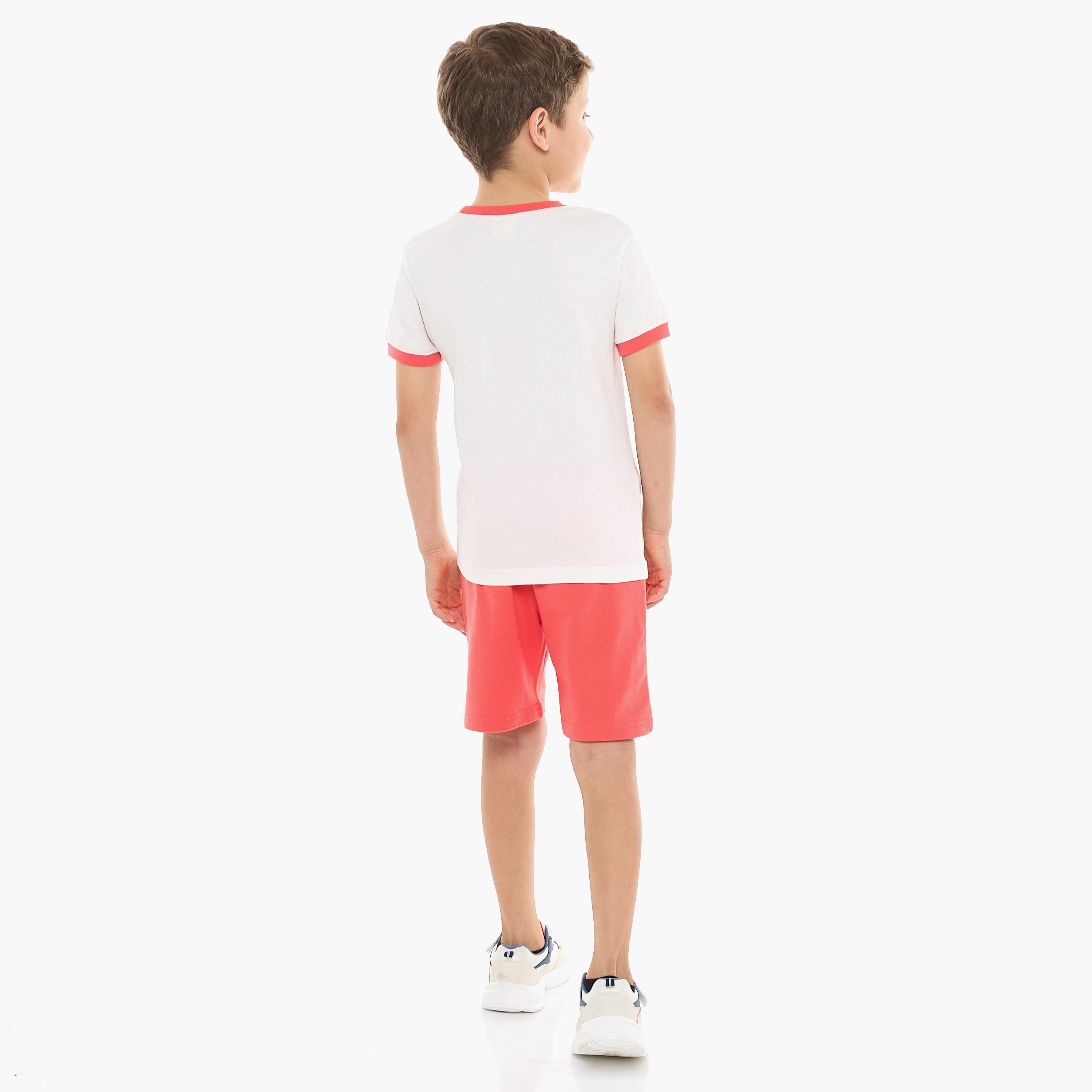Victor and Jane 2-Piece Printed Short Sleeves T-Shirt with Shorts-boys-clothing-setsandcoords-image-2