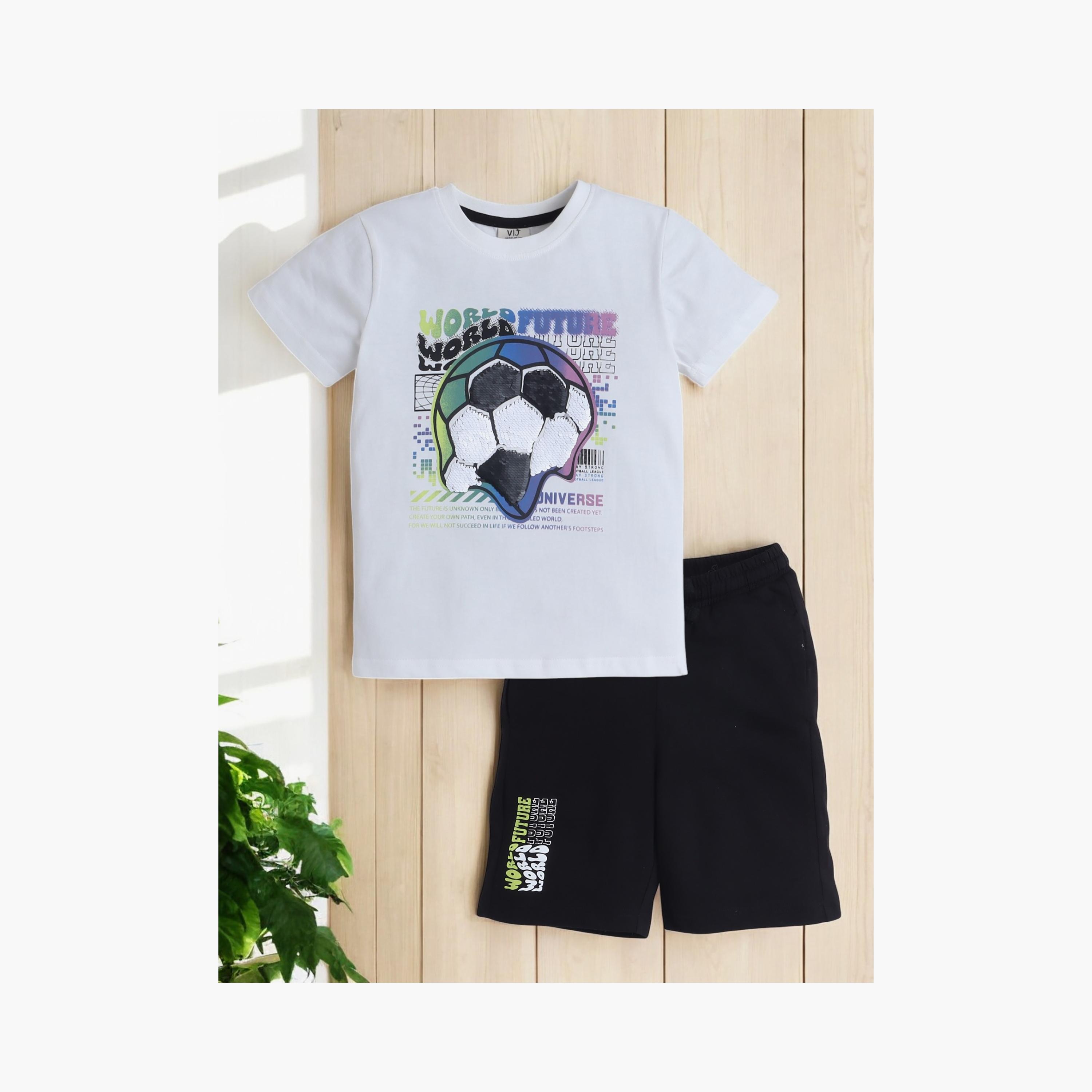 تي شيرت مطبوع بأكمام قصيرة مع شورت من قطعتين من فيكتور اند جين-boys-clothing-setsandcoords-image-6
