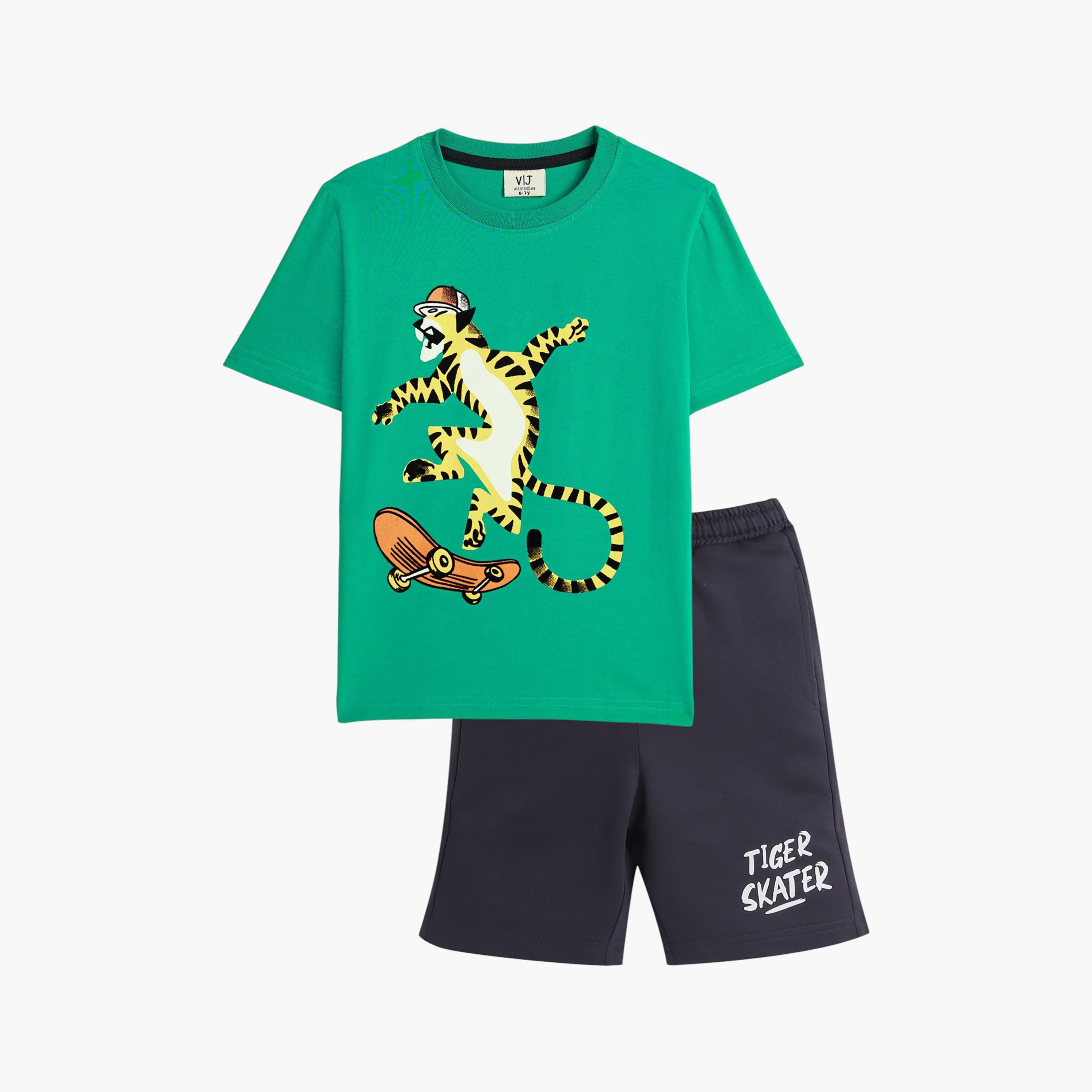 Victor and Jane 2-Piece Printed Short Sleeves T-Shirt with Shorts-boys-clothing-setsandcoords-image-1