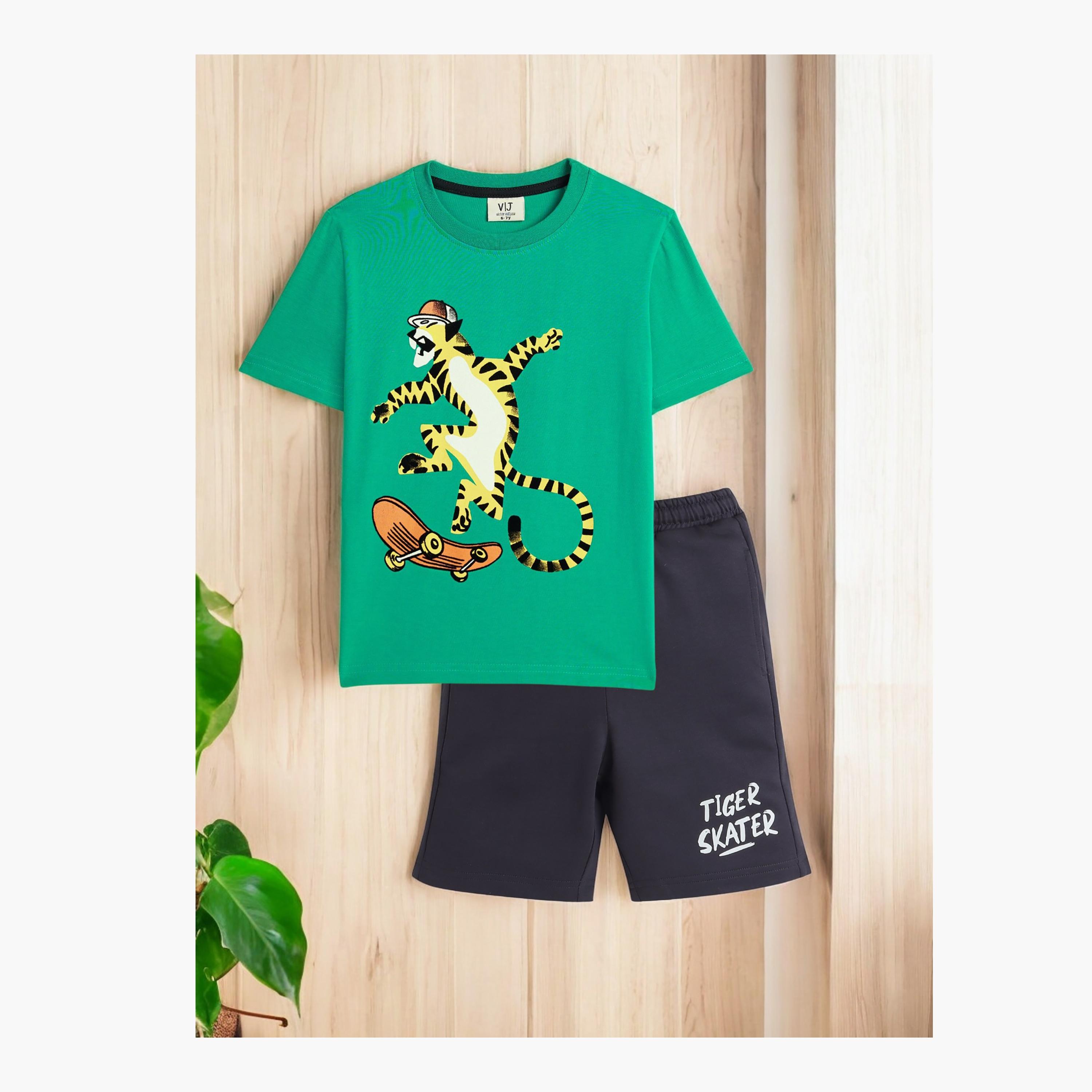 Victor and Jane 2-Piece Printed Short Sleeves T-Shirt with Shorts-boys-clothing-setsandcoords-image-6