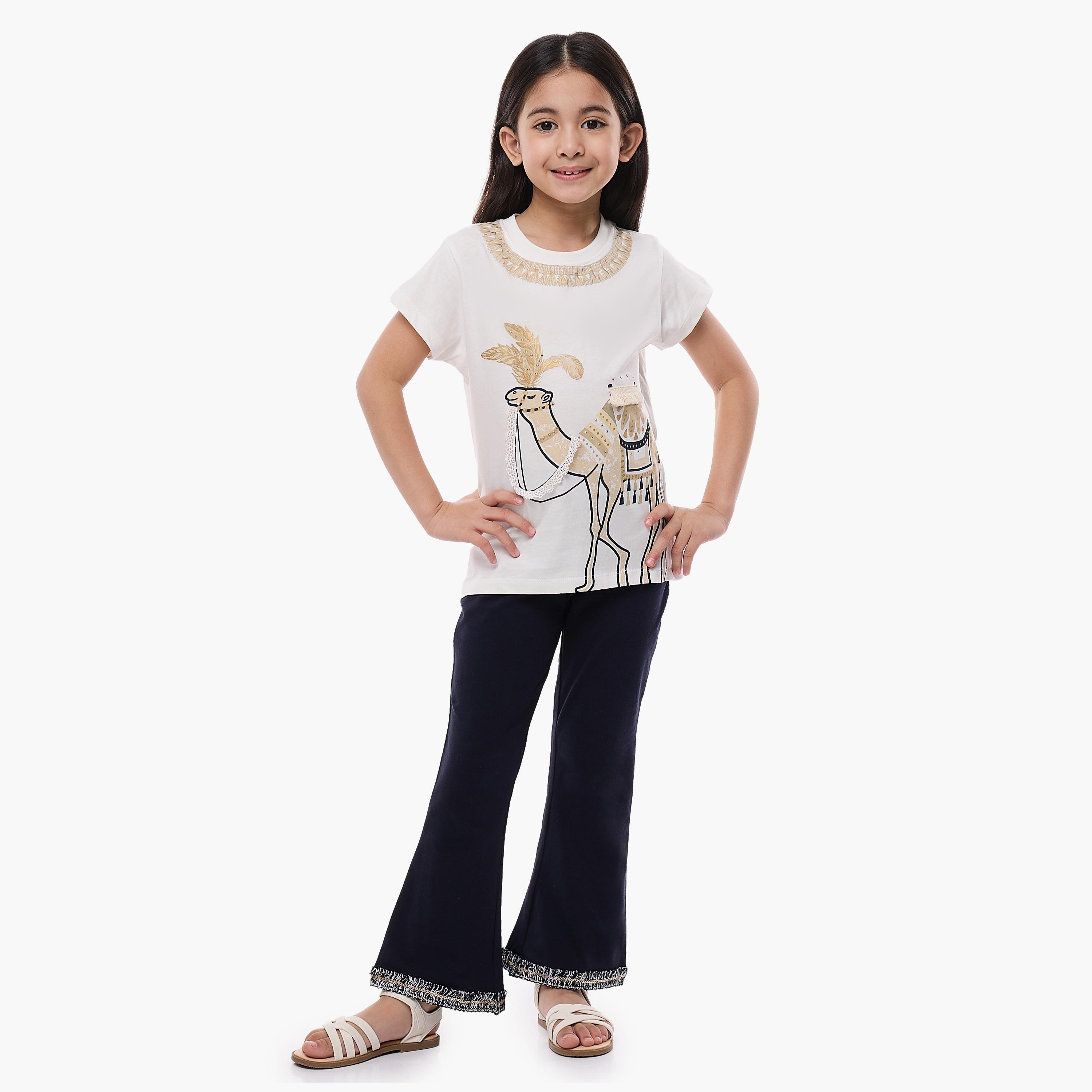 Victor and Jane 2-Piece Printed Short Sleeves T-Shirt with Leggings-girls-clothing-setsandcoords-image-1