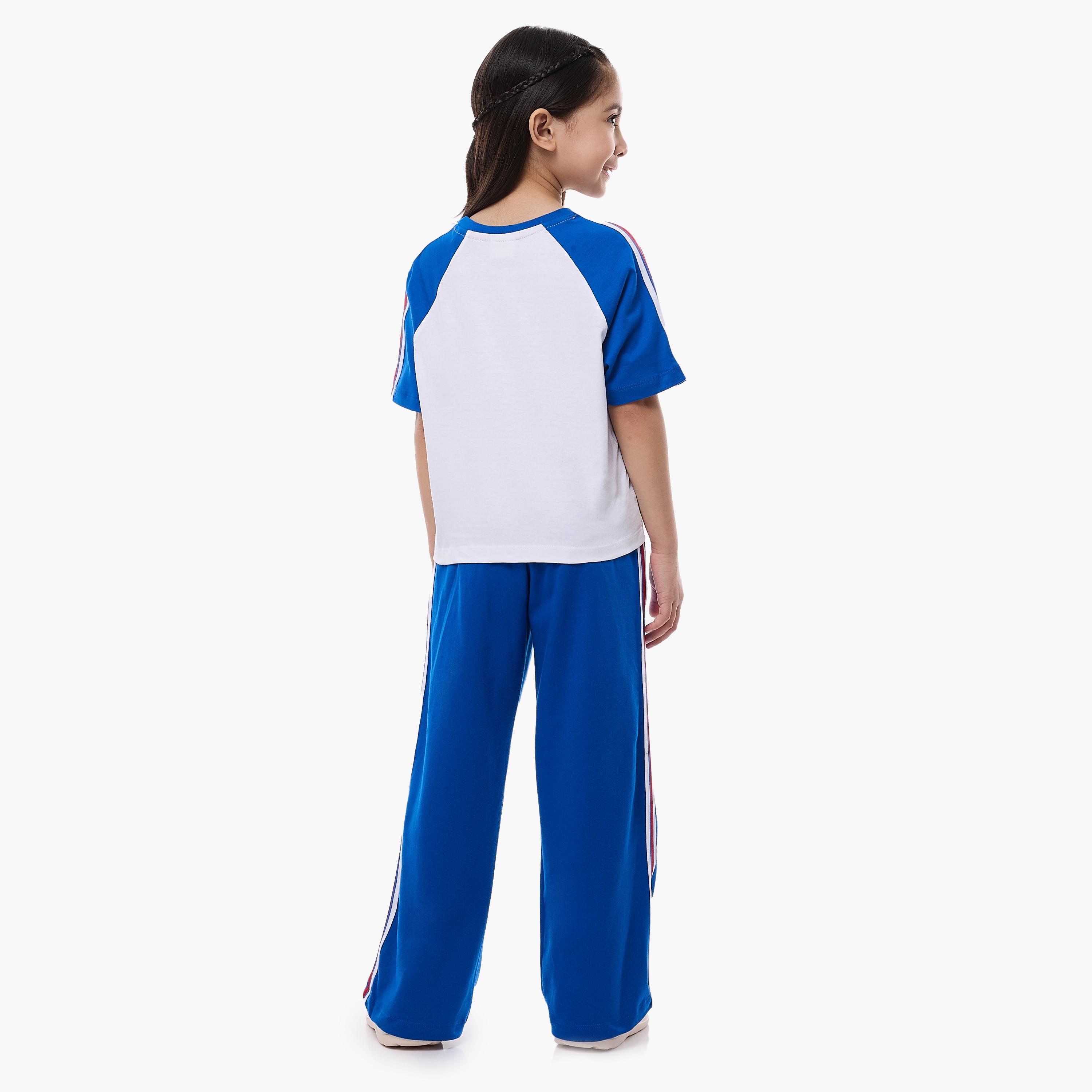 تي شيرت مطبوع بأكمام قصيرة مع بنطلون من قطعتين من فيكتور اند جين-girls-clothing-setsandcoords-image-5