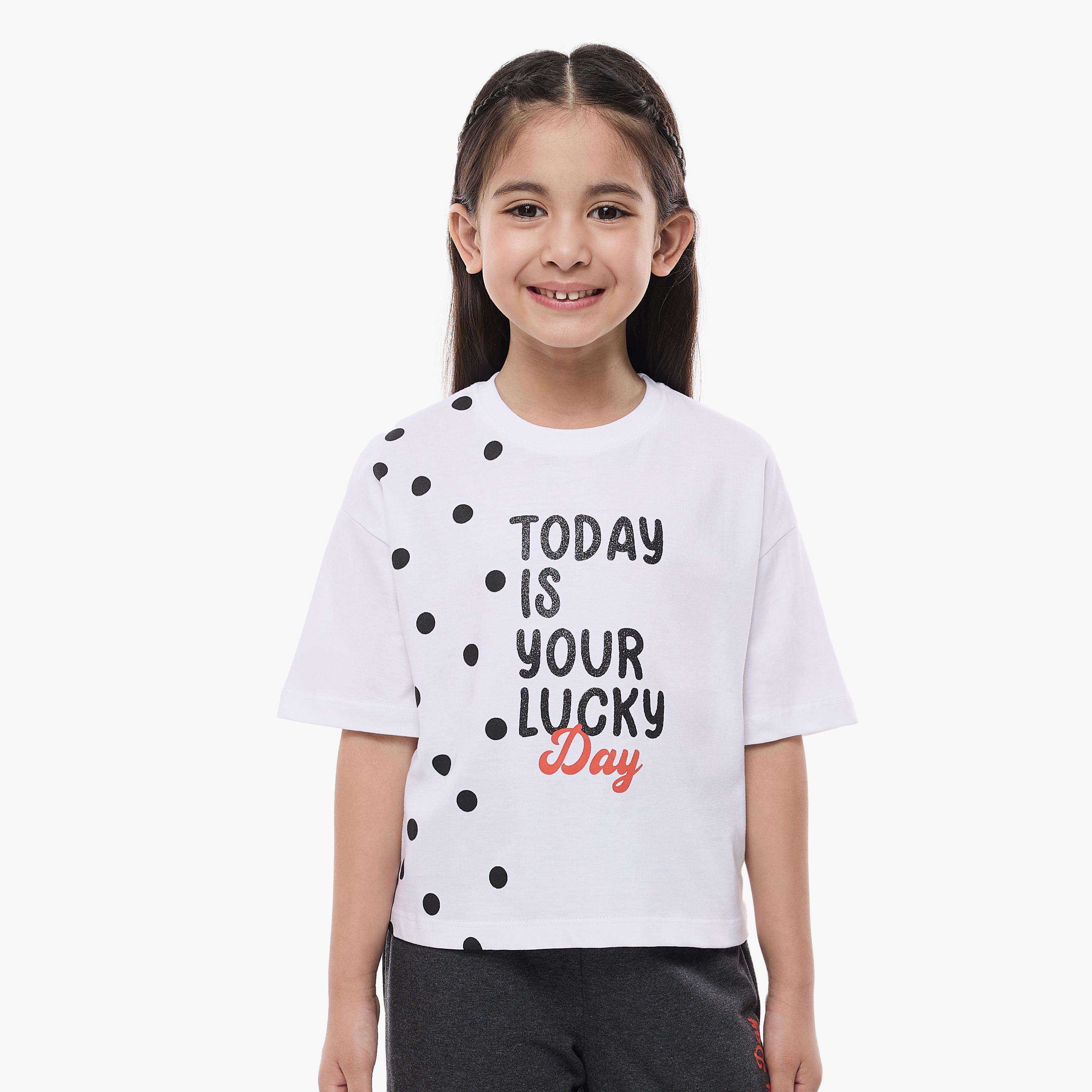 تي شيرت مطبوع بأكمام كاب مع بنطلون من قطعتين من فيكتور اند جين-girls-clothing-setsandcoords-image-3