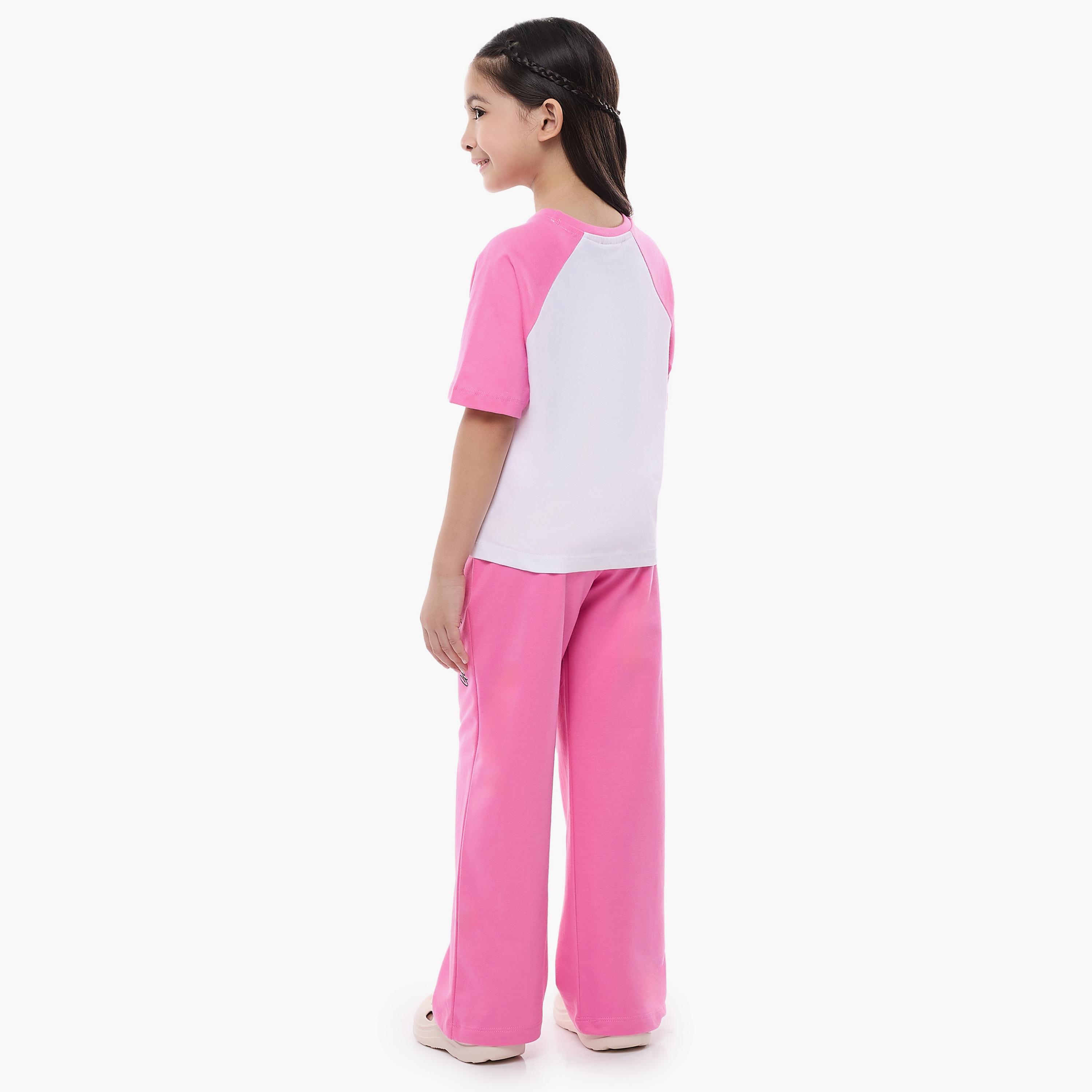 تي شيرت مطبوع بأكمام قصيرة مع بنطلون من قطعتين من فيكتور اند جين-girls-clothing-setsandcoords-image-2