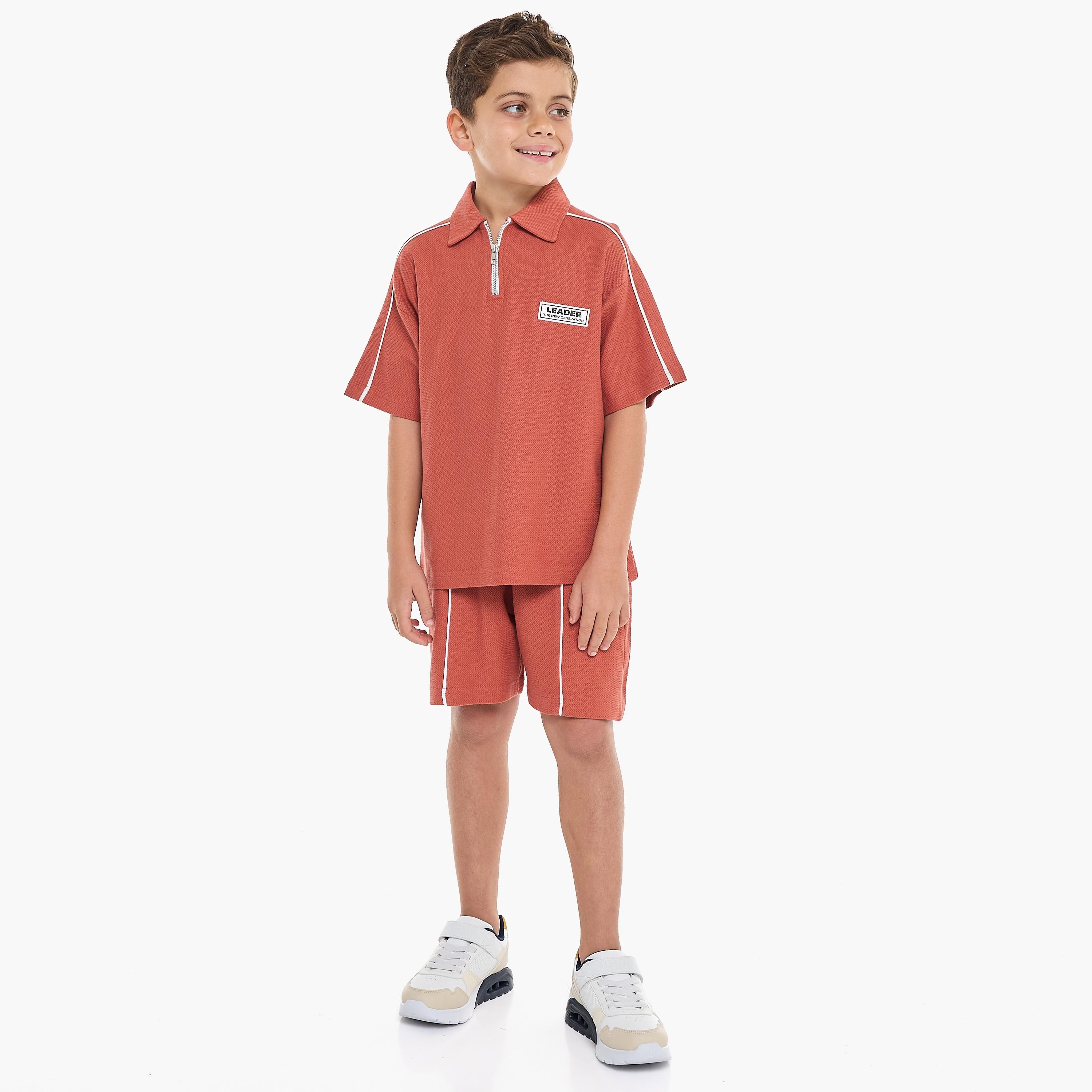 تي شيرت سادة بأكمام قصيرة مع شورت من قطعتين من فيكتور اند جين-boys-clothing-setsandcoords-image-5