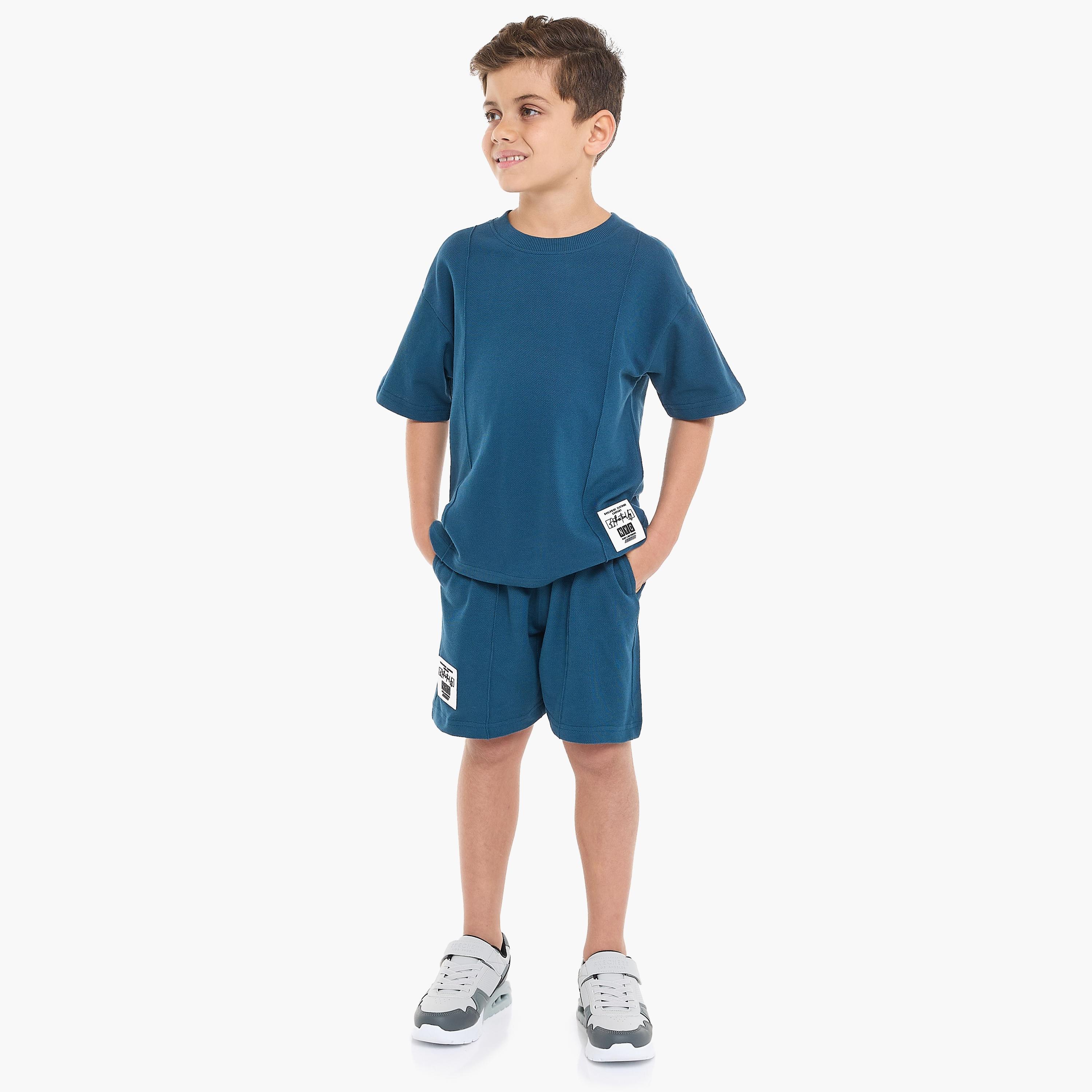 Victor and Jane 2-Piece Solid Short Sleeves T-Shirt with Shorts-baby-boys-clothing-setsandcoords-image-1