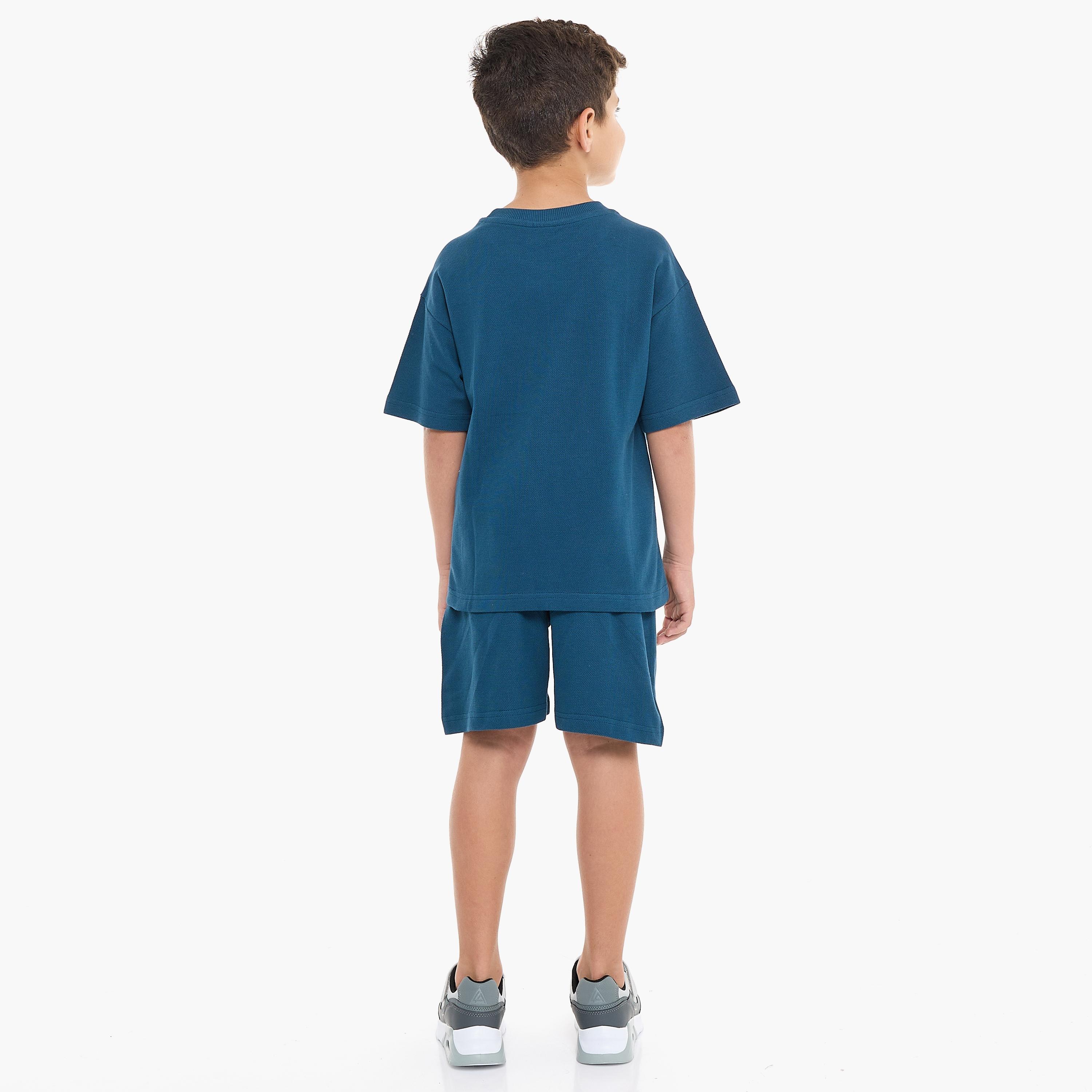 Victor and Jane 2-Piece Solid Short Sleeves T-Shirt with Shorts-baby-boys-clothing-setsandcoords-image-2