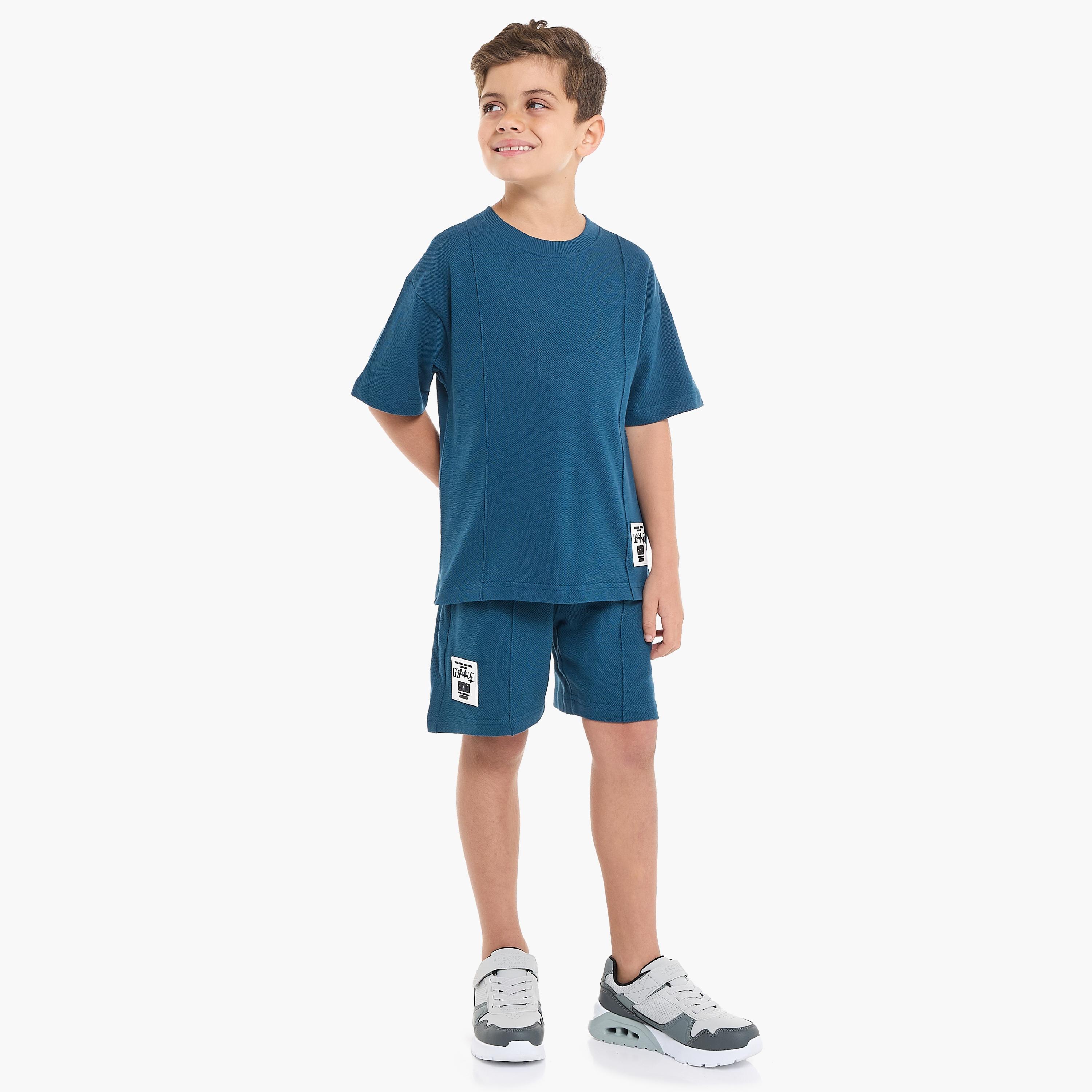 Victor and Jane 2-Piece Solid Short Sleeves T-Shirt with Shorts-baby-boys-clothing-setsandcoords-image-4