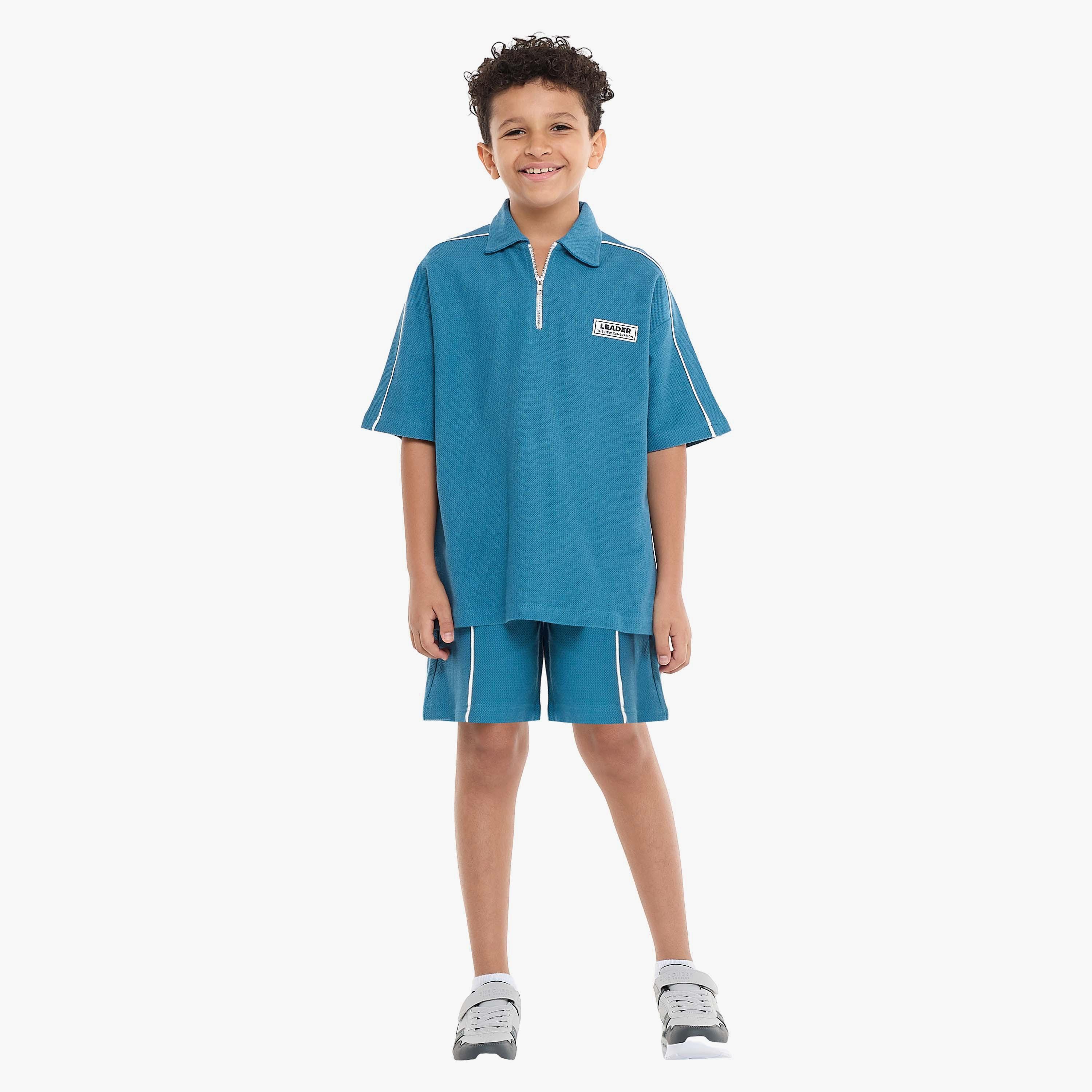 تي شيرت سادة بأكمام قصيرة مع شورت من قطعتين من فيكتور اند جين-boys-clothing-setsandcoords-image-5
