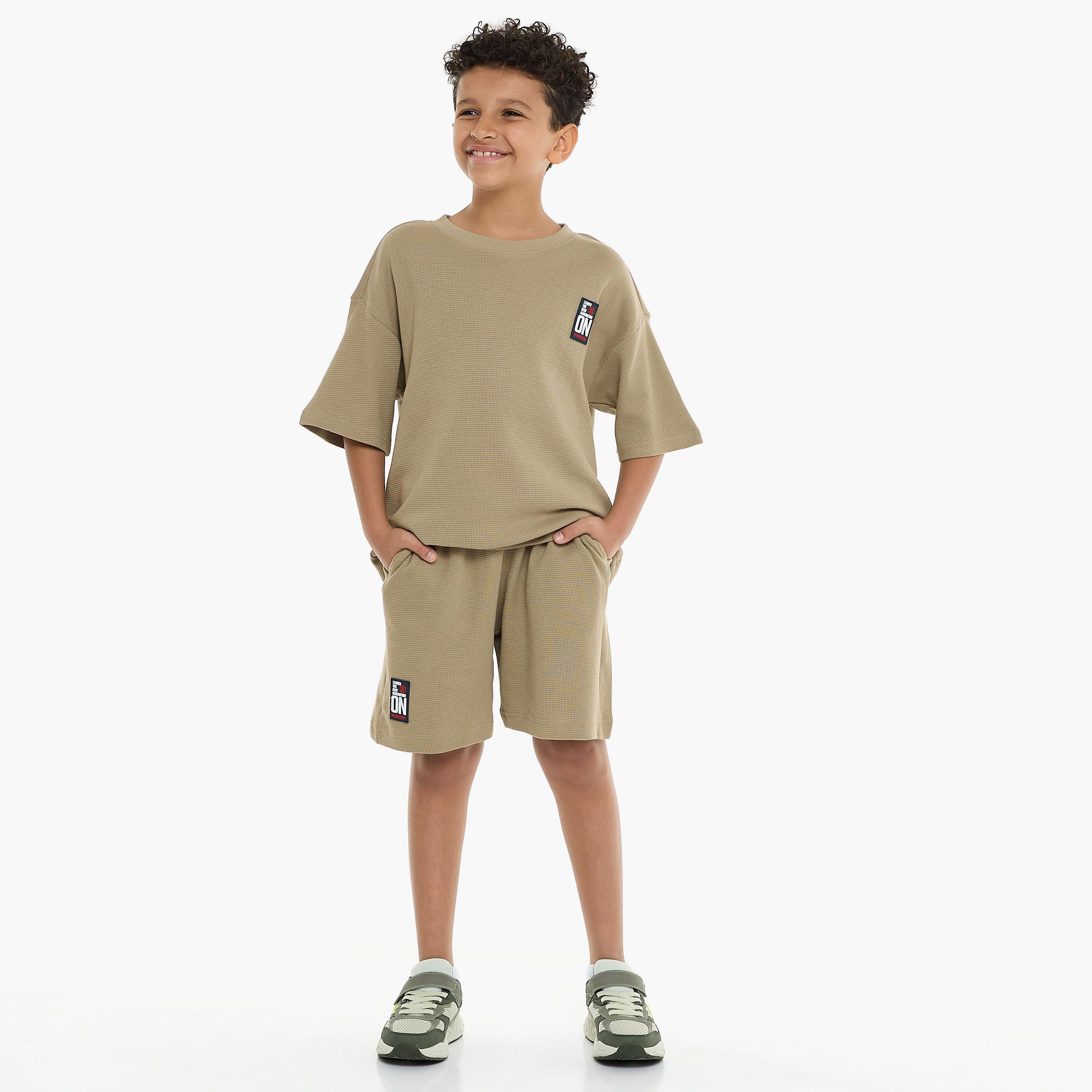 Victor and Jane 2-Piece Textured Short Sleeves T-Shirt with Shorts-boys-clothing-setsandcoords-image-1