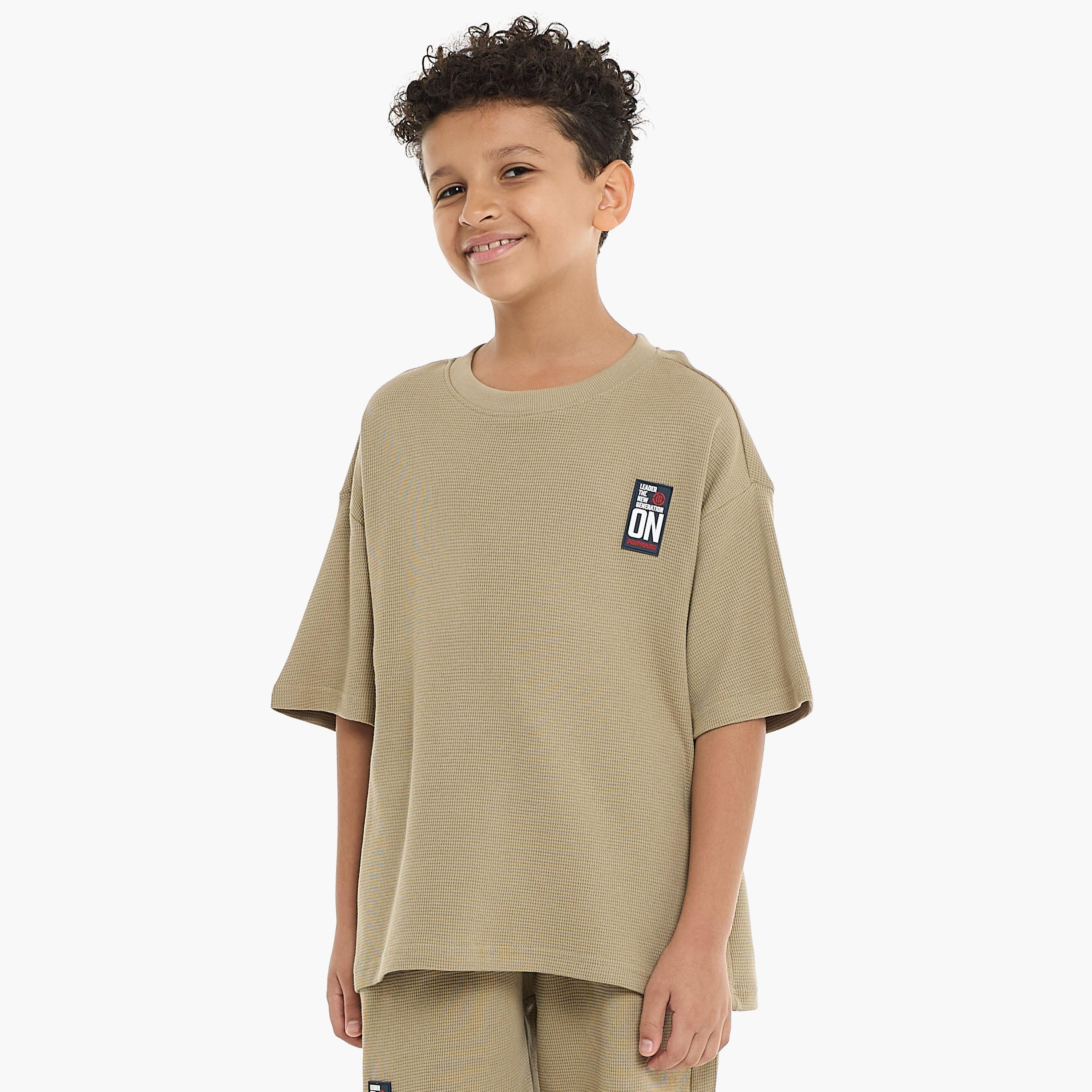 Victor and Jane 2-Piece Textured Short Sleeves T-Shirt with Shorts-boys-clothing-setsandcoords-image-3