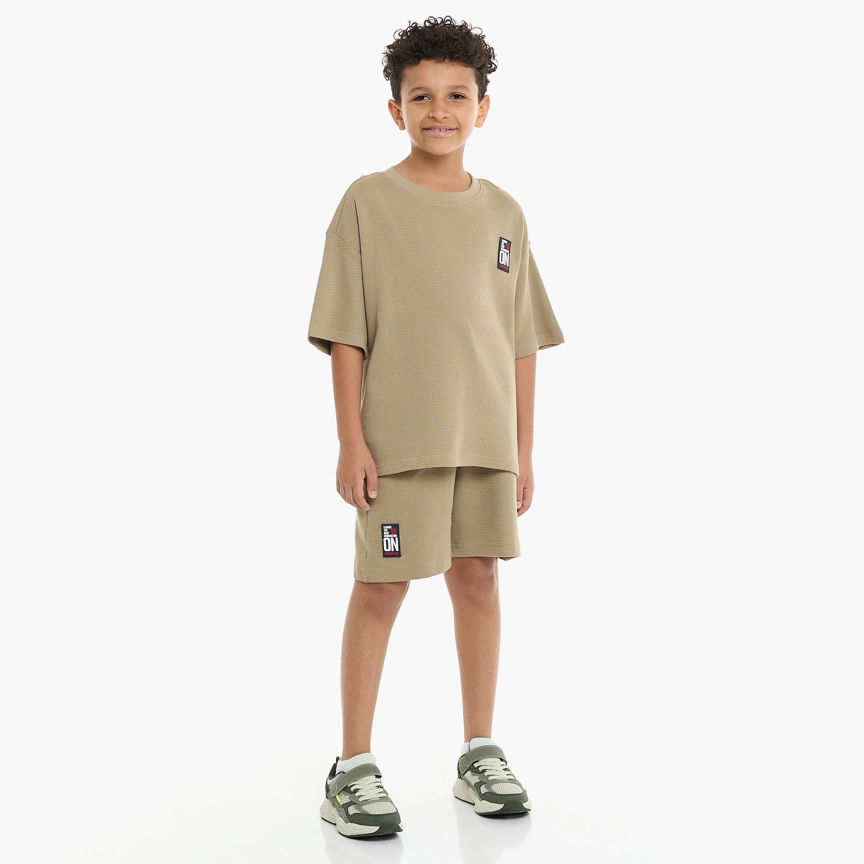 Victor and Jane 2-Piece Textured Short Sleeves T-Shirt with Shorts-boys-clothing-setsandcoords-image-5
