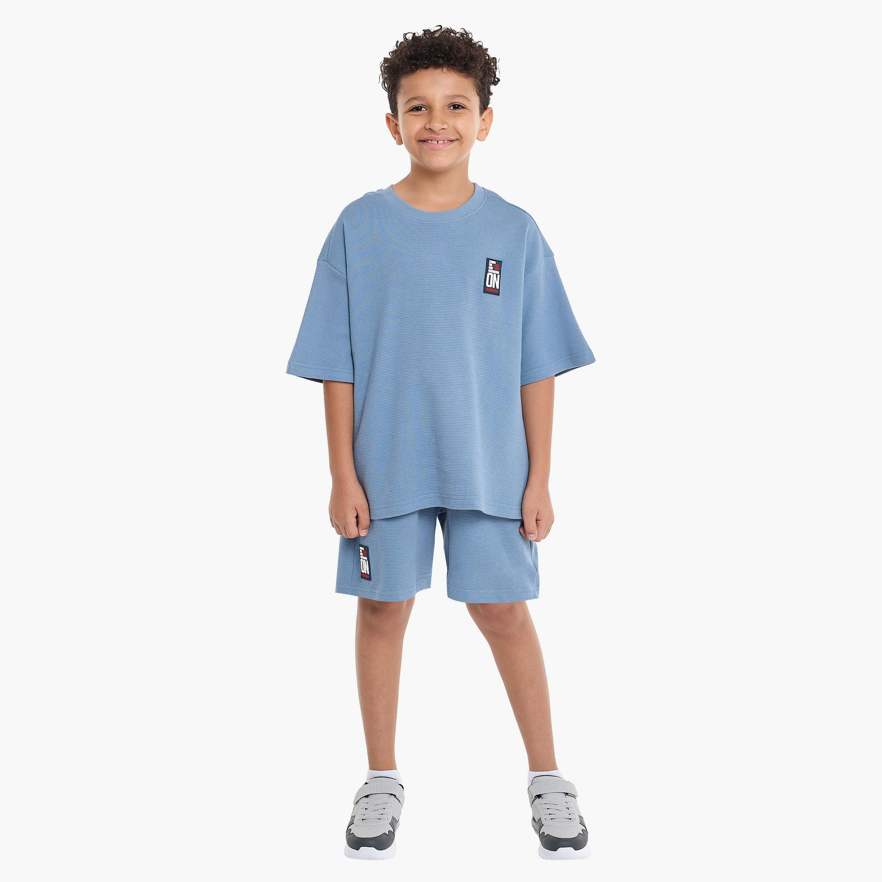 Victor and Jane 2-Piece Textured Short Sleeves T-Shirt with Shorts-boys-clothing-setsandcoords-image-1