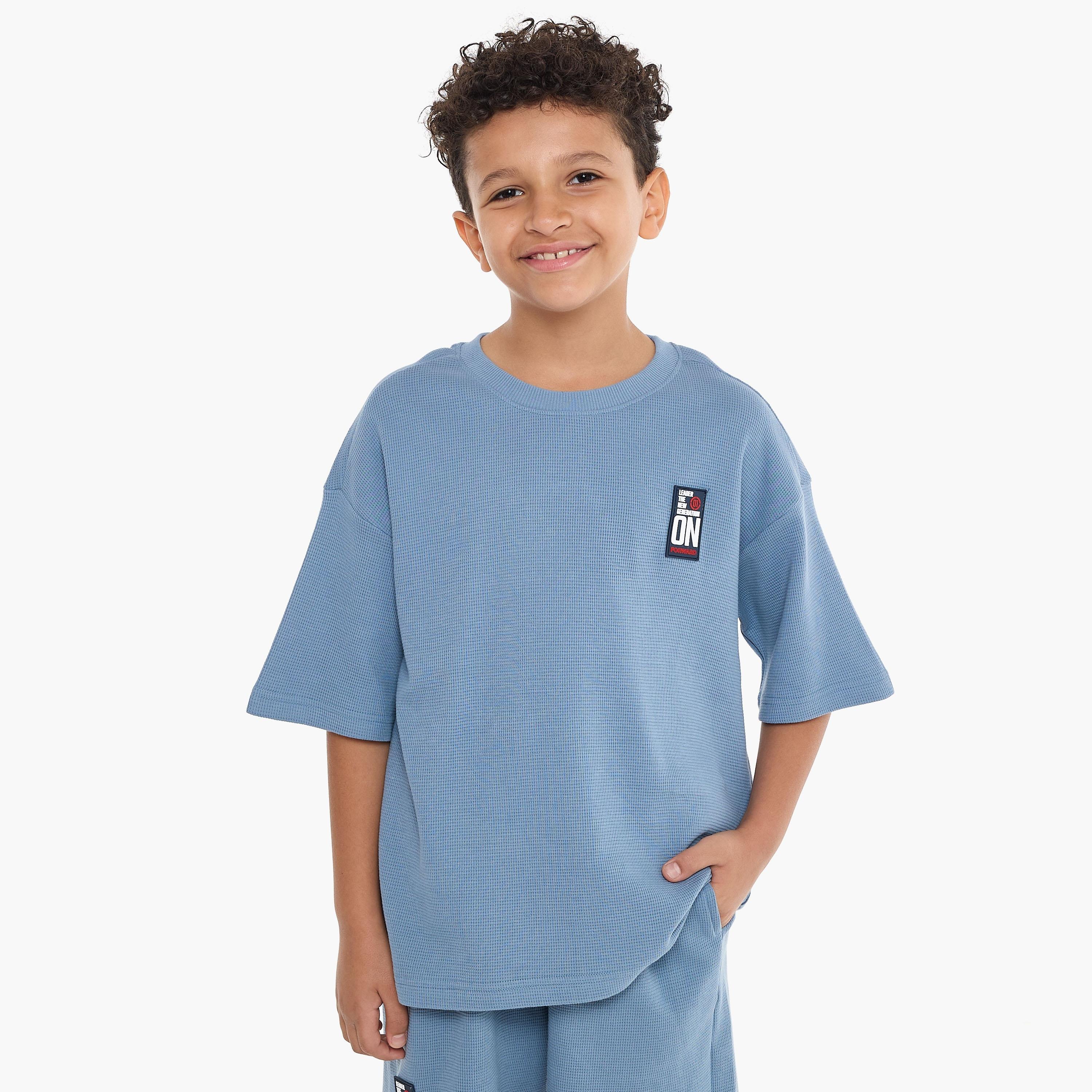 Victor and Jane 2-Piece Textured Short Sleeves T-Shirt with Shorts-boys-clothing-setsandcoords-image-3