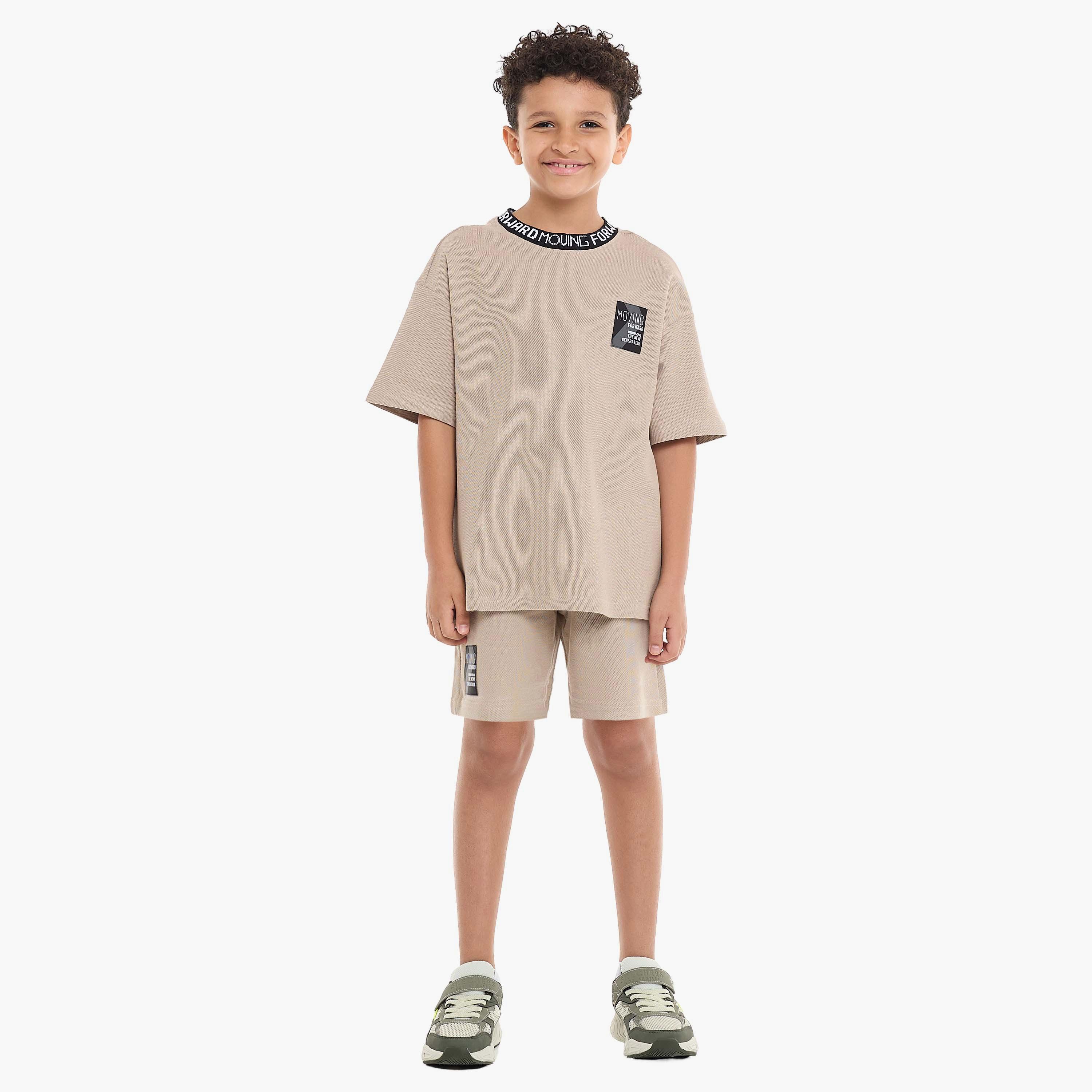 Victor and Jane 2-Piece Solid Short Sleeves T-Shirt with Shorts-boys-clothing-setsandcoords-image-5