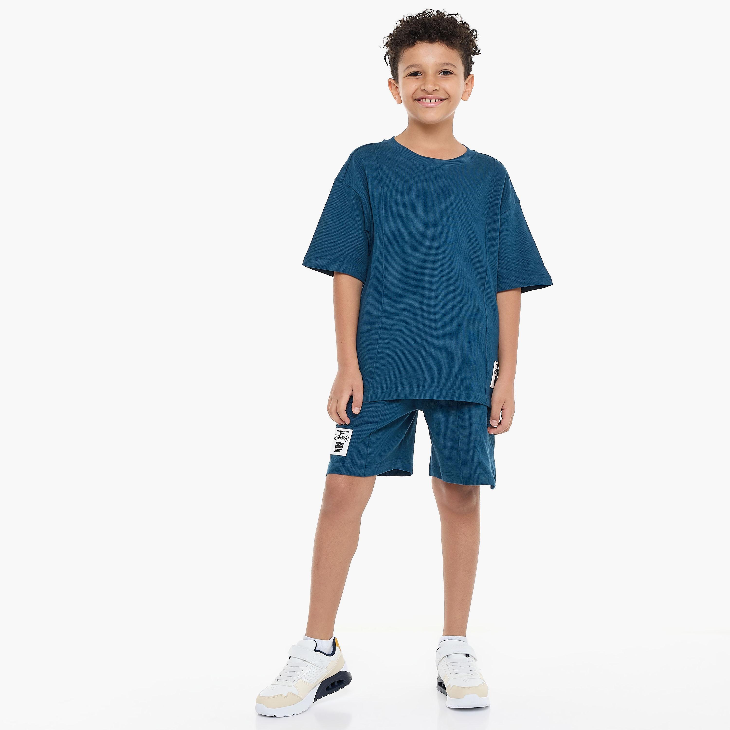 Victor and Jane 2-Piece Solid Short Sleeves T-Shirt with Shorts-boys-clothing-setsandcoords-image-5