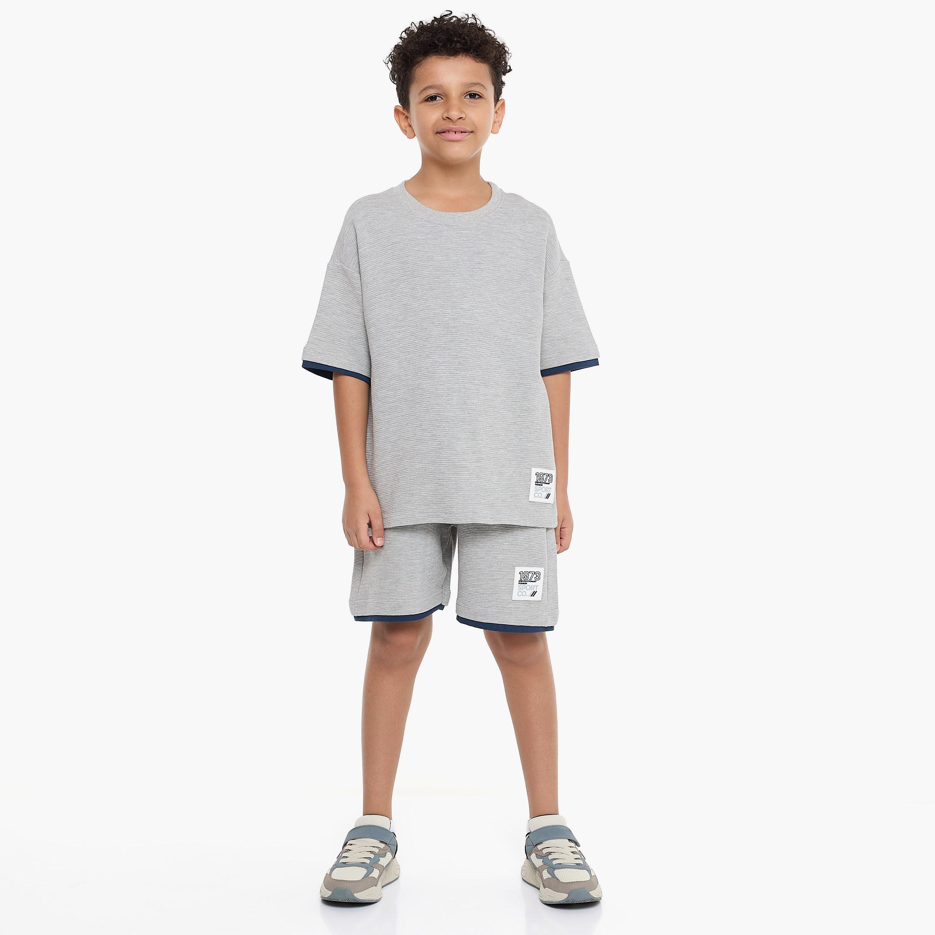 Victor and Jane 2-Piece Solid Short Sleeves T-Shirt with Shorts-boys-clothing-setsandcoords-image-5