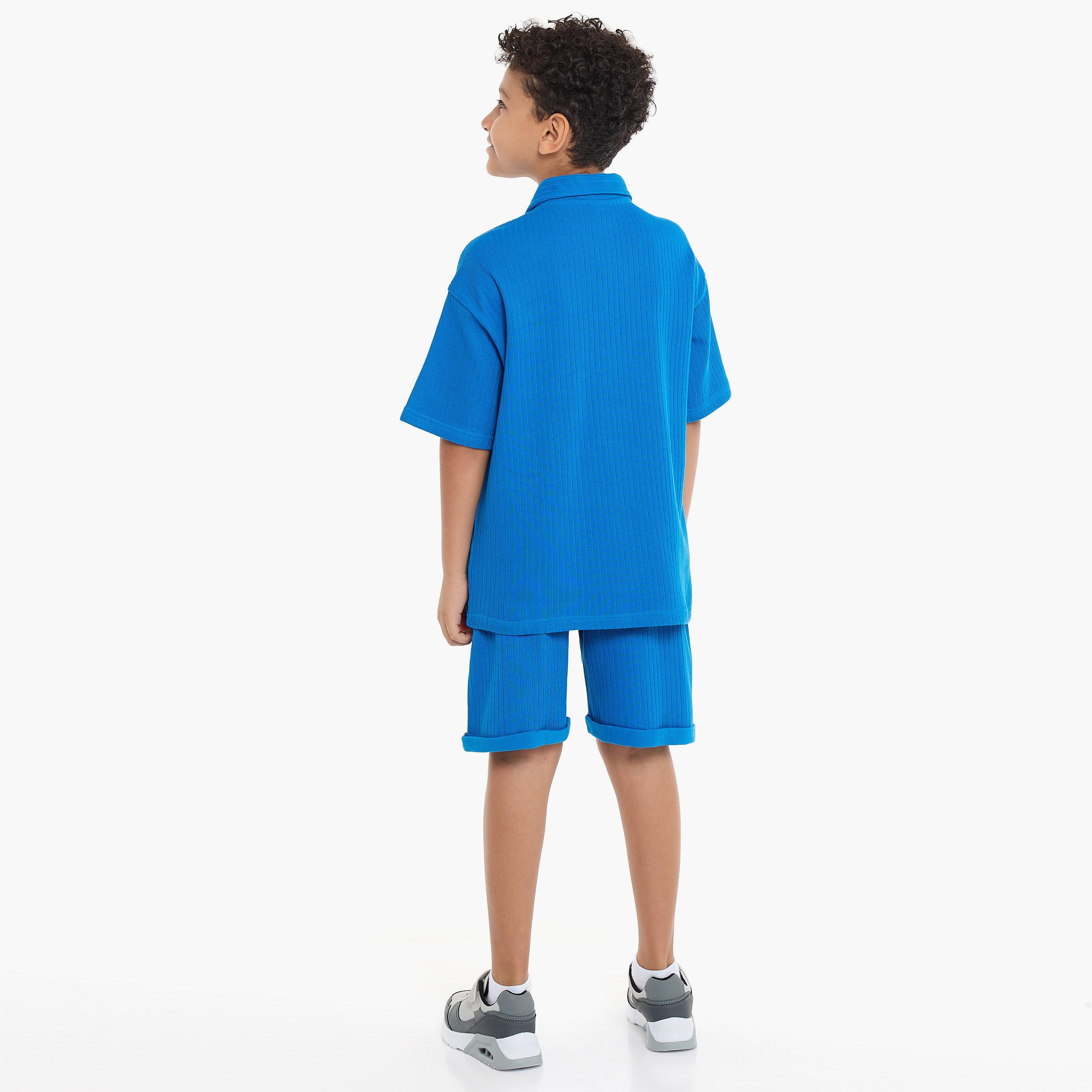 Victor and Jane 2-Piece Solid Short Sleeves T-Shirt with Shorts-boys-clothing-setsandcoords-image-2