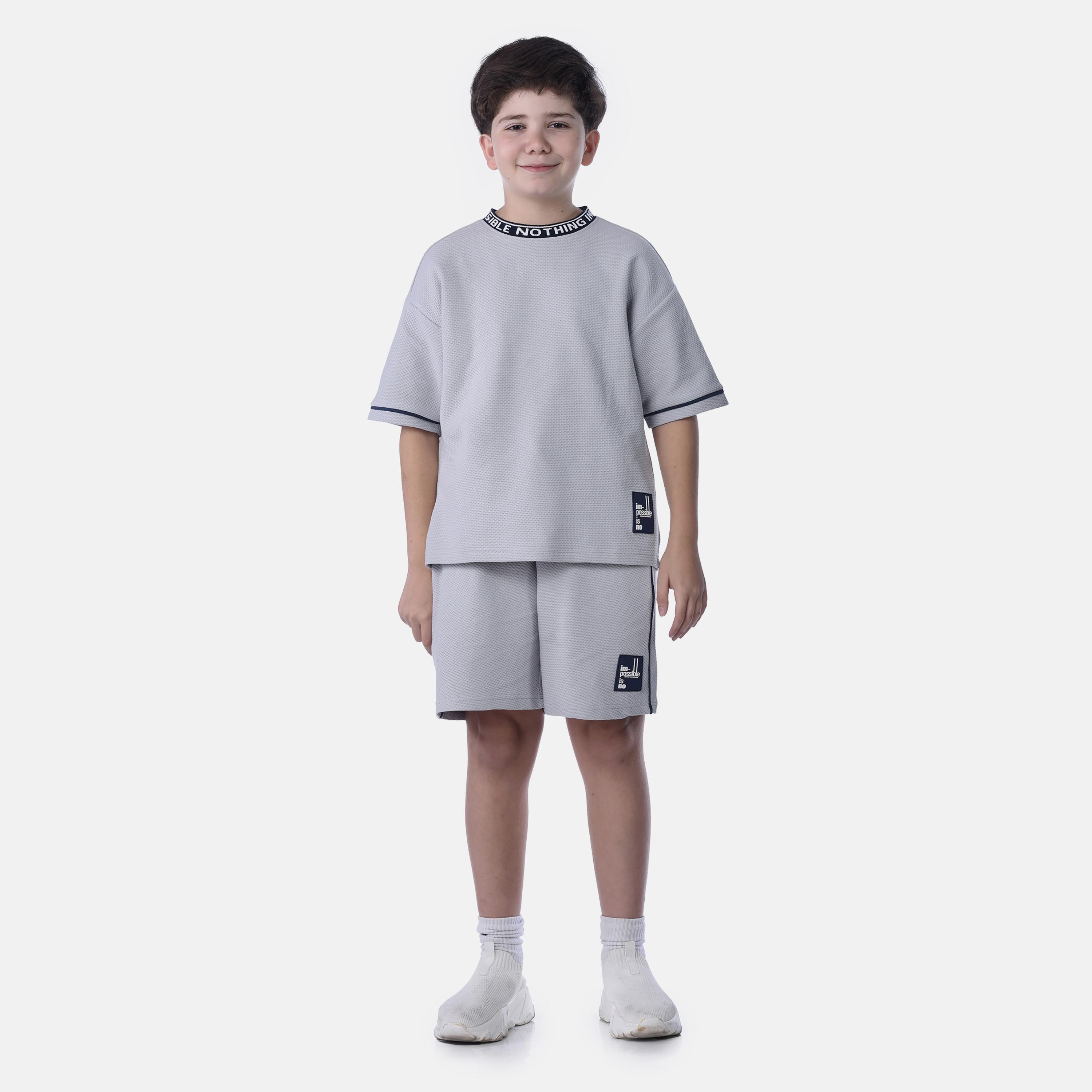 Victor and Jane 2-Piece Solid Short Sleeves T-Shirt with Shorts-boys-clothing-setsandcoords-image-1
