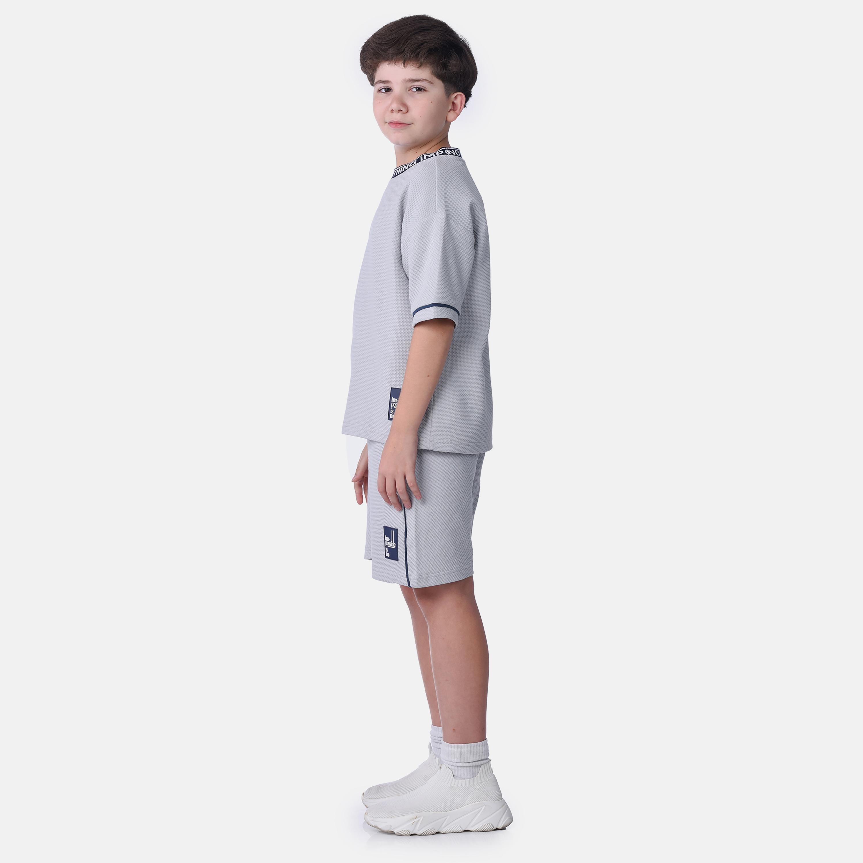 Victor and Jane 2-Piece Solid Short Sleeves T-Shirt with Shorts-boys-clothing-setsandcoords-image-2