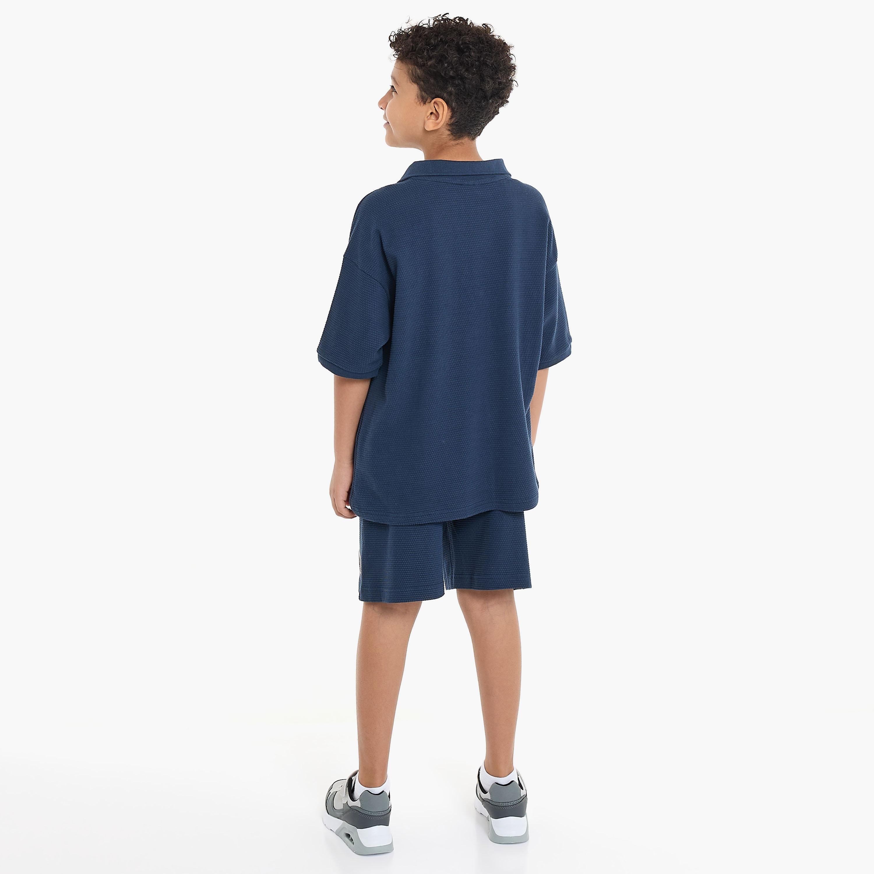Victor and Jane 2-Piece Solid Short Sleeves T-Shirt with Shorts-boys-clothing-setsandcoords-image-2