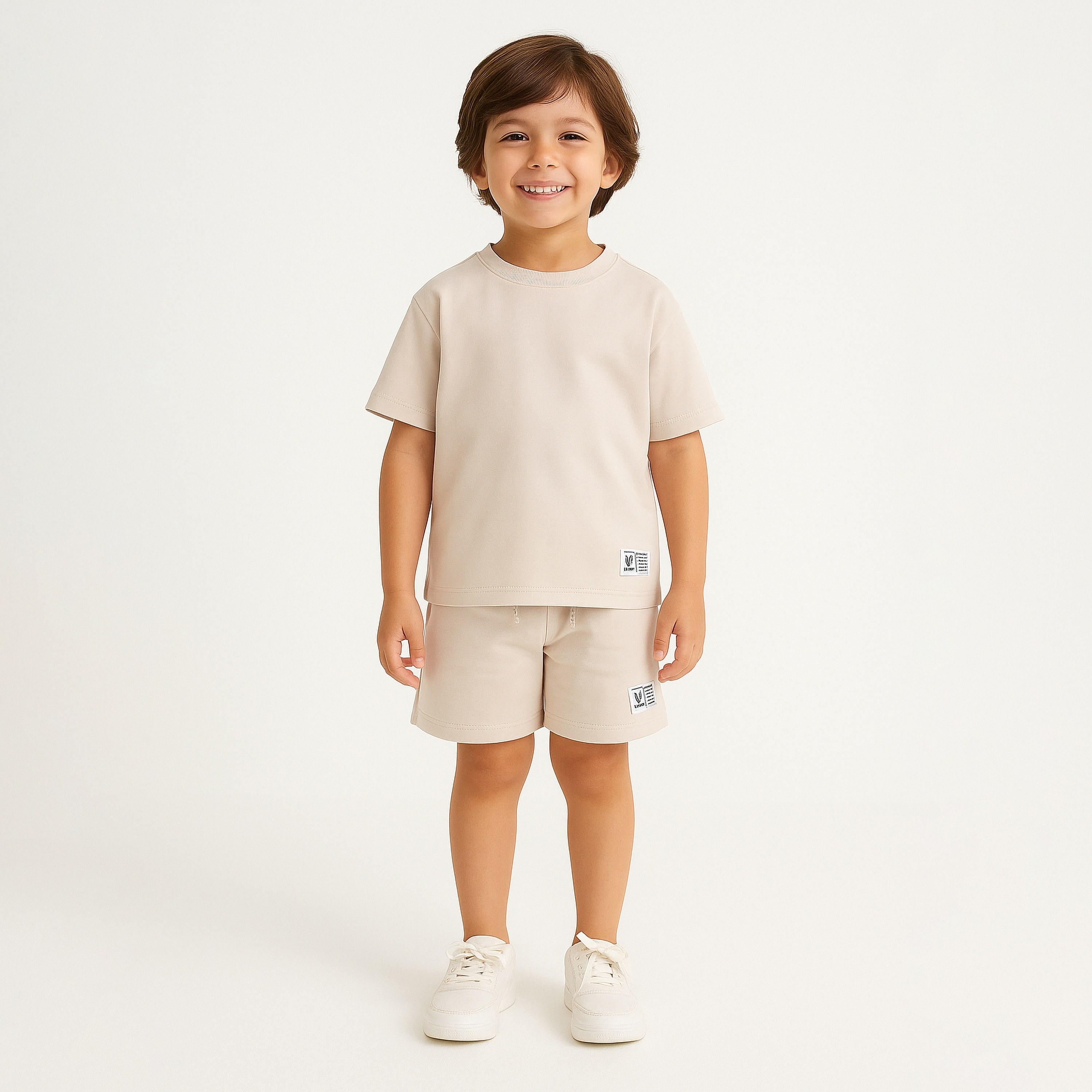 Victor and Jane Solid Short Sleeves T-Shirt with Shorts-baby-boys-clothing-setsandcoords-image-1