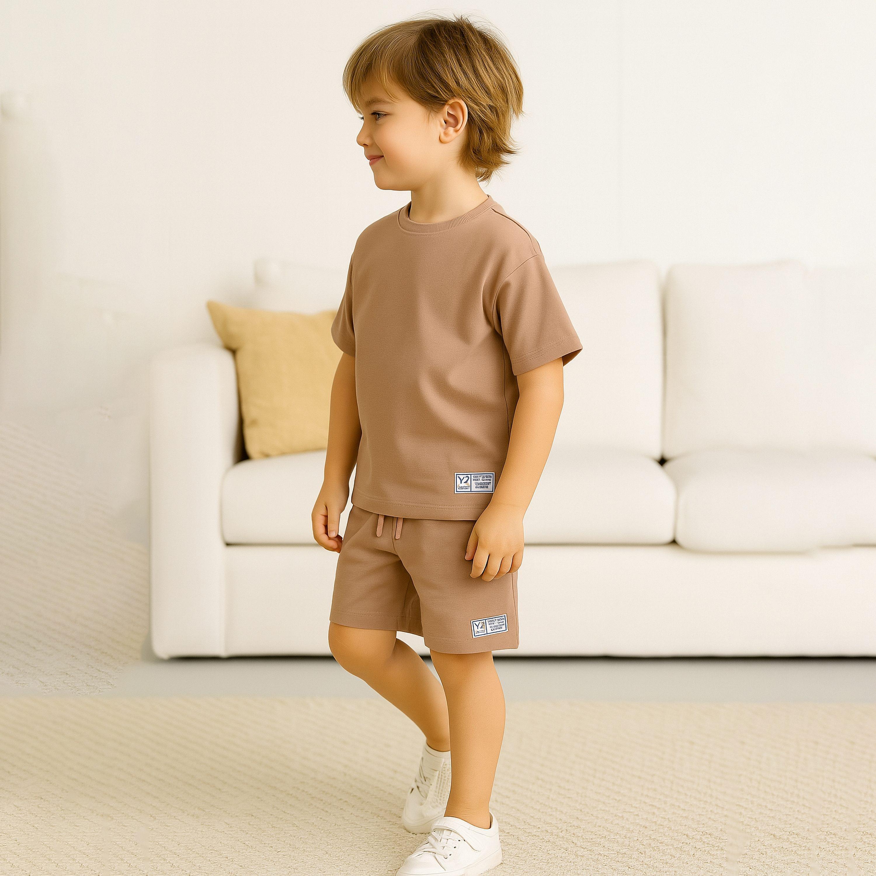 Victor and Jane Solid Short Sleeves T-Shirt with Shorts-baby-boys-clothing-setsandcoords-image-2