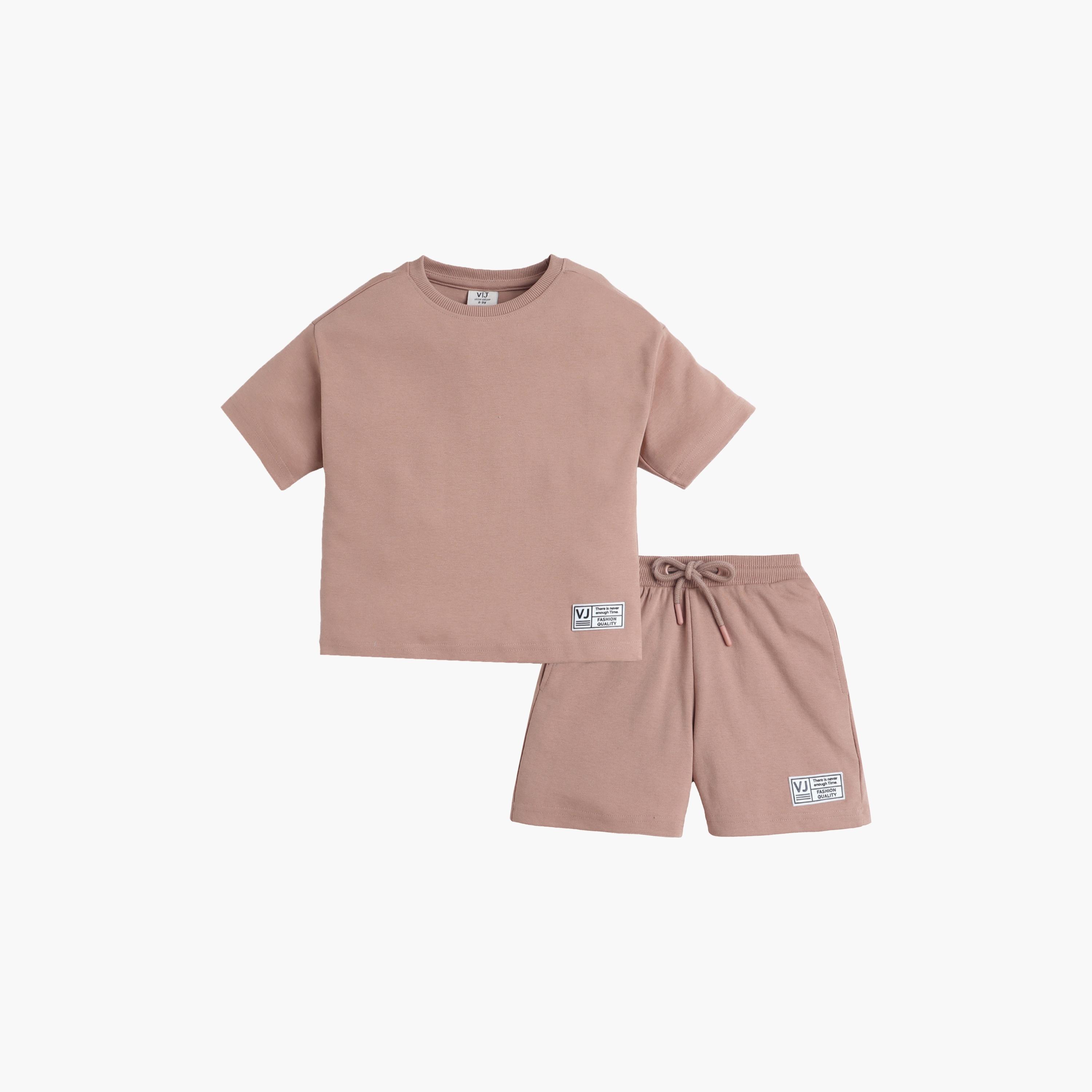 Victor and Jane Solid Short Sleeves T-Shirt with Shorts-baby-boys-clothing-setsandcoords-image-3