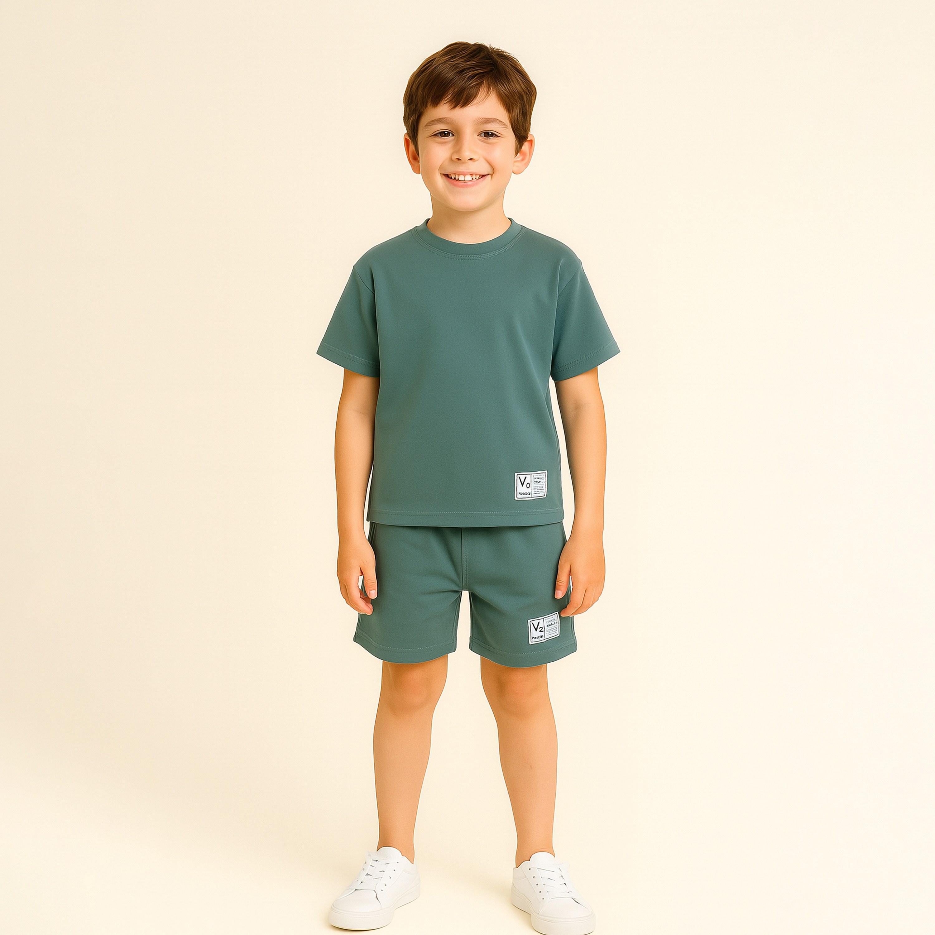 Victor and Jane Solid Short Sleeves T-Shirt with Shorts-baby-boys-clothing-setsandcoords-image-1