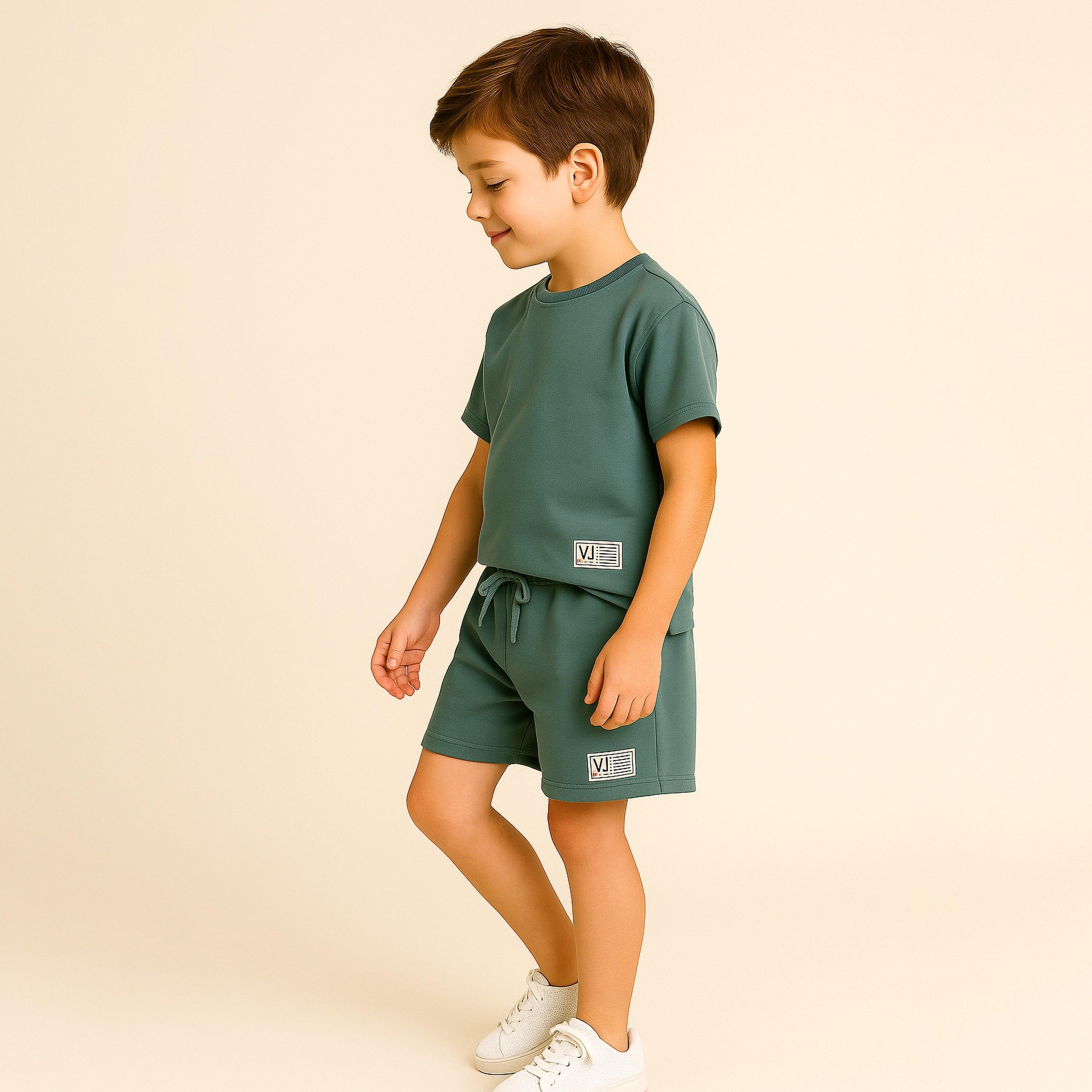 Victor and Jane Solid Short Sleeves T-Shirt with Shorts-baby-boys-clothing-setsandcoords-image-2