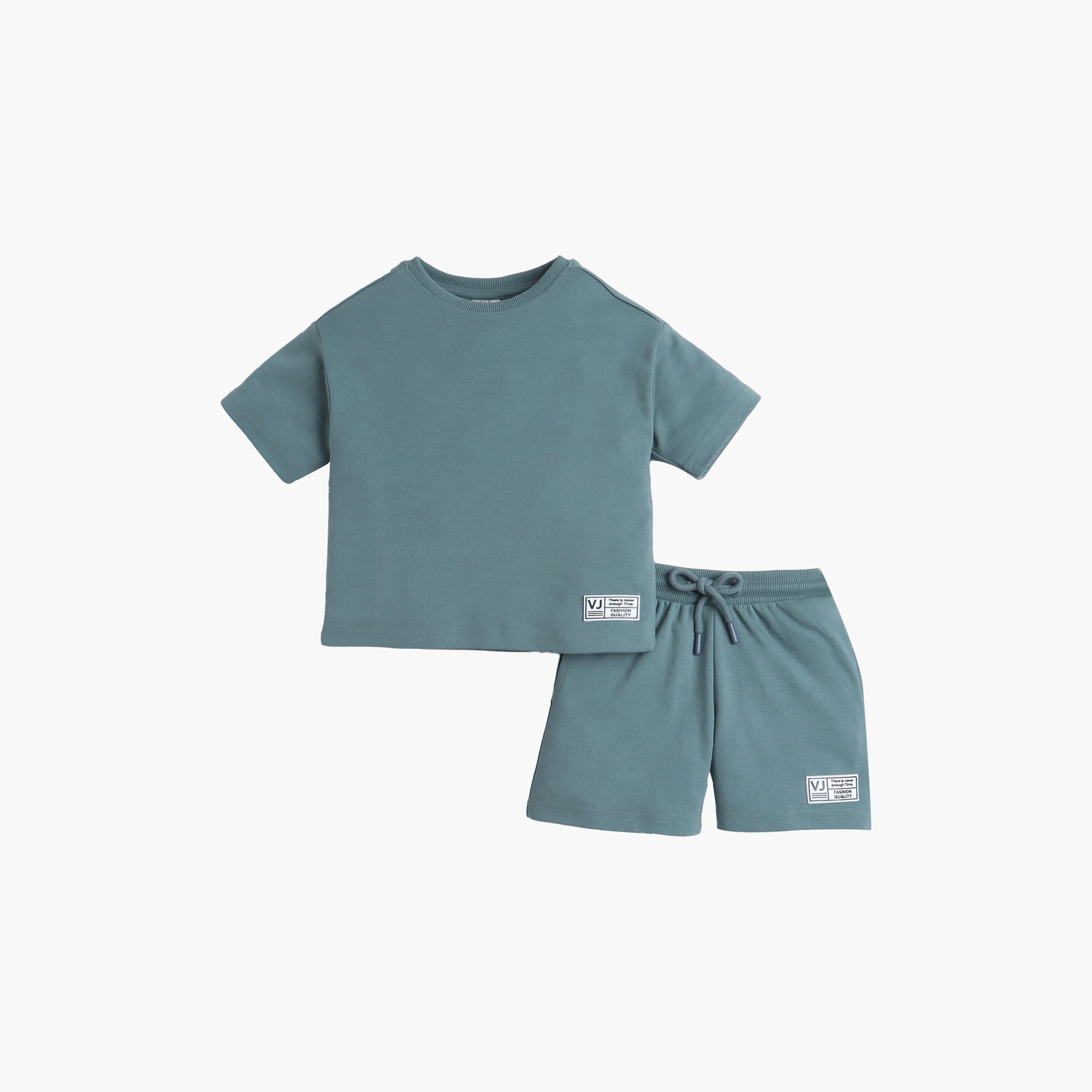 Victor and Jane Solid Short Sleeves T-Shirt with Shorts-baby-boys-clothing-setsandcoords-image-3