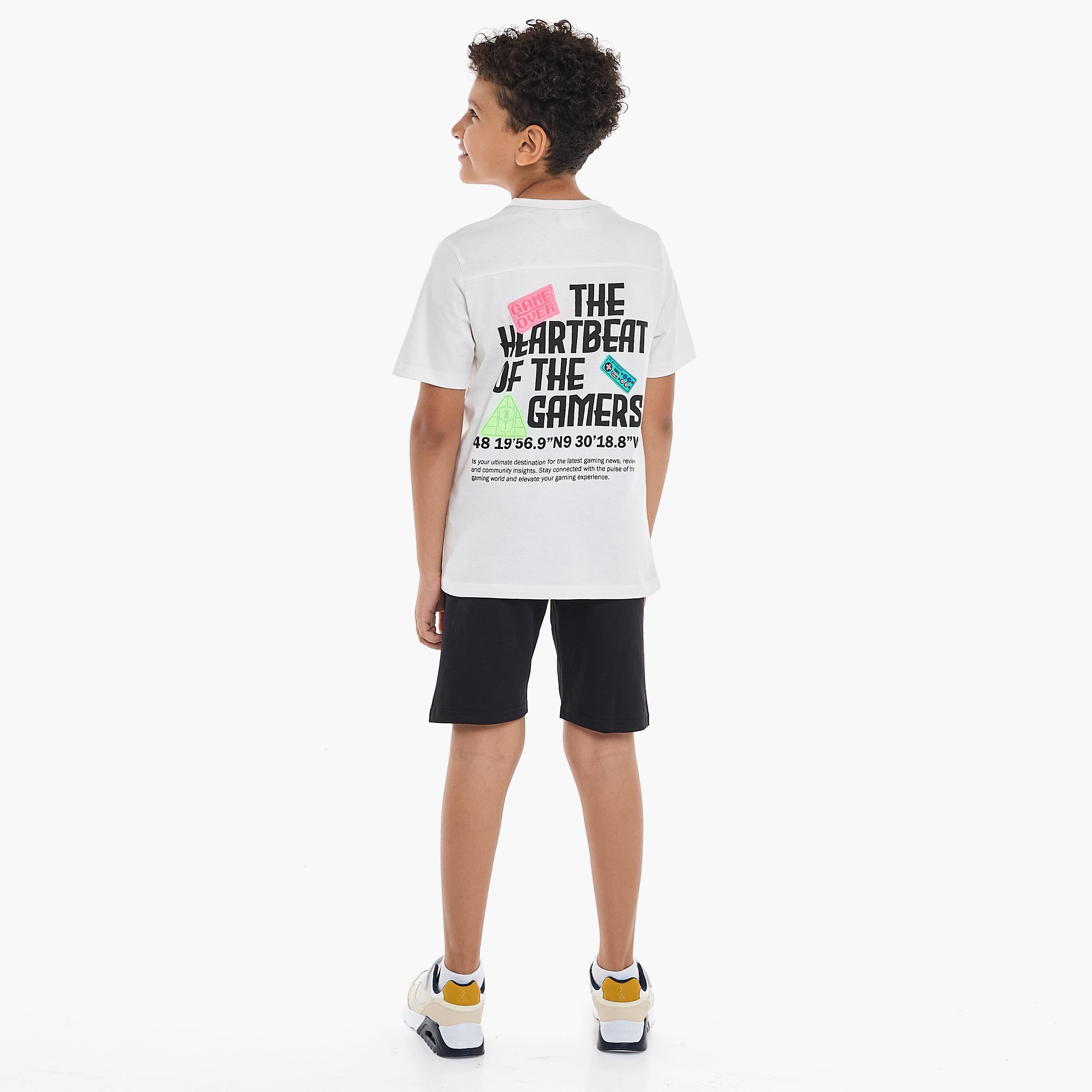 Victor and Jane 2-Piece Printed Short Sleeves T-Shirt with Shorts-boys-clothing-setsandcoords-image-2