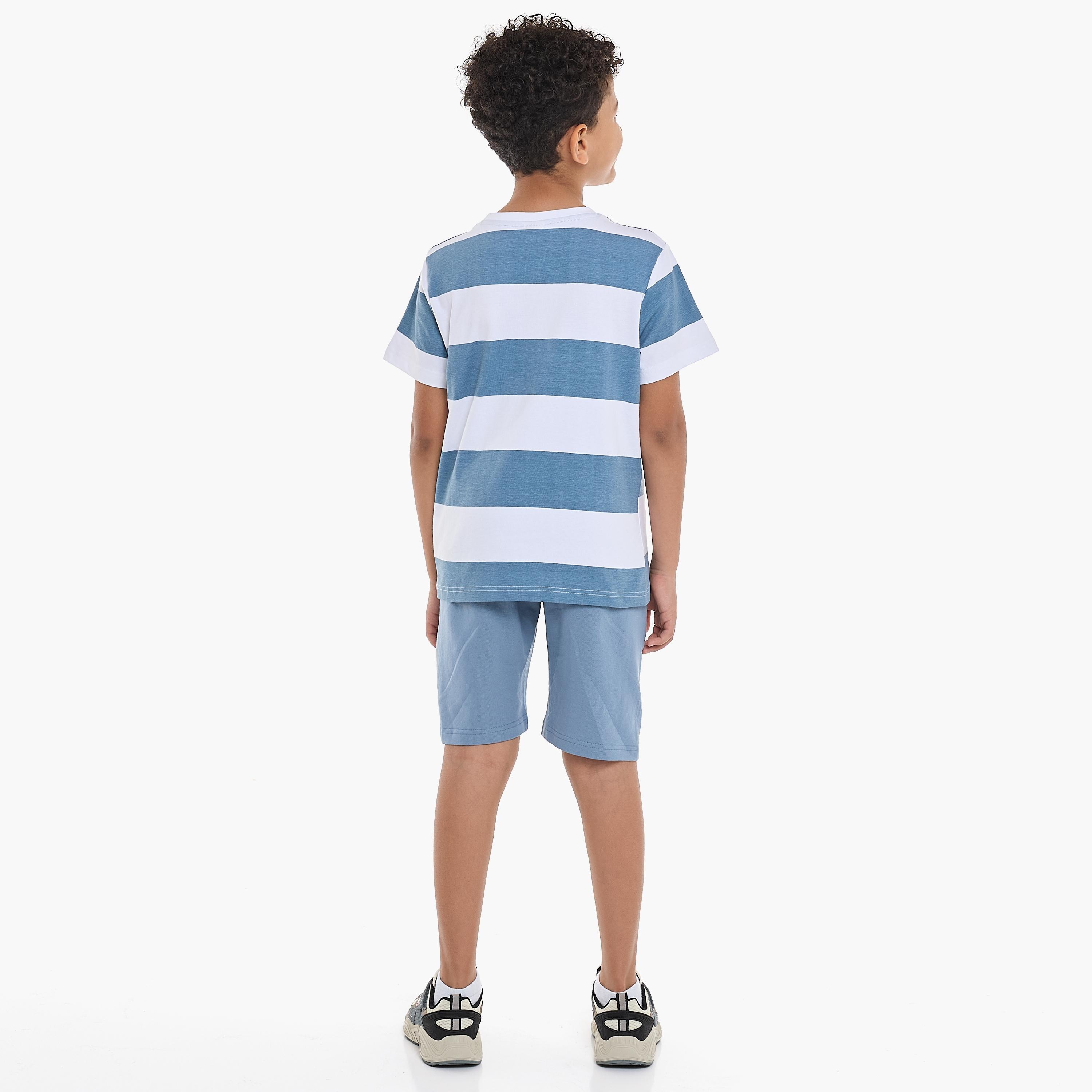 Victor and Jane 2-Piece Striped Short Sleeves T-Shirt with Shorts-boys-clothing-setsandcoords-image-2