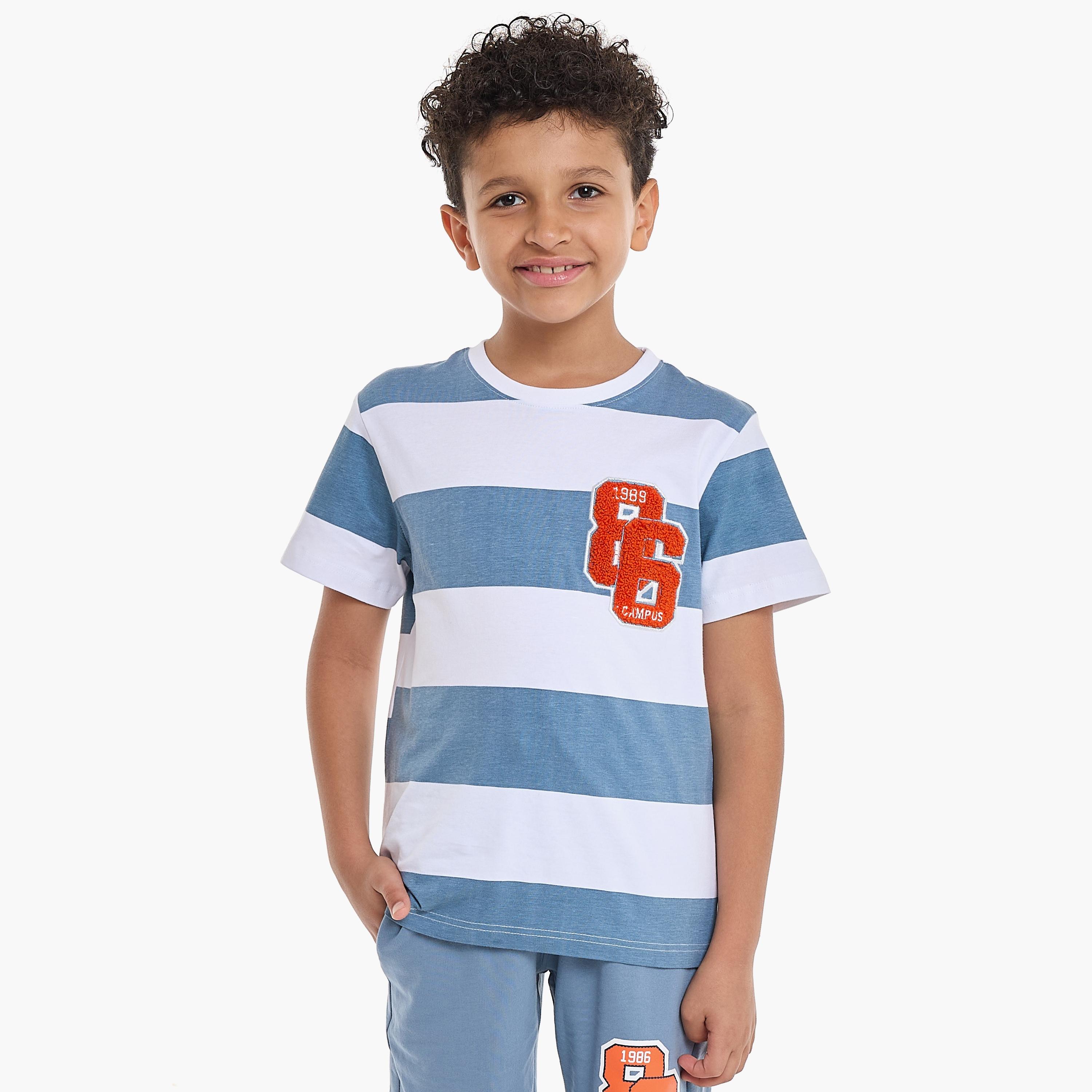 Victor and Jane 2-Piece Striped Short Sleeves T-Shirt with Shorts-boys-clothing-setsandcoords-image-3