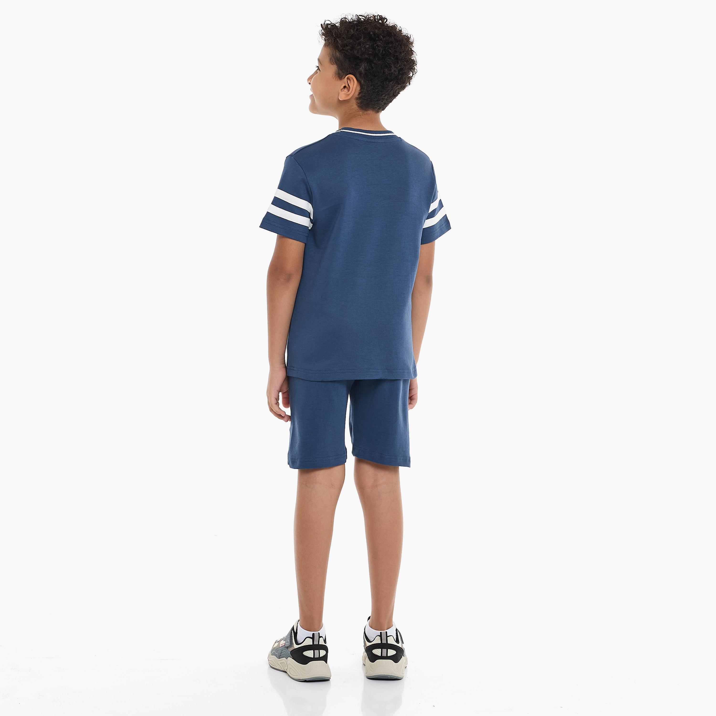 Victor and Jane 2-Piece Printed Short Sleeves T-Shirt with Shorts-boys-clothing-setsandcoords-image-2